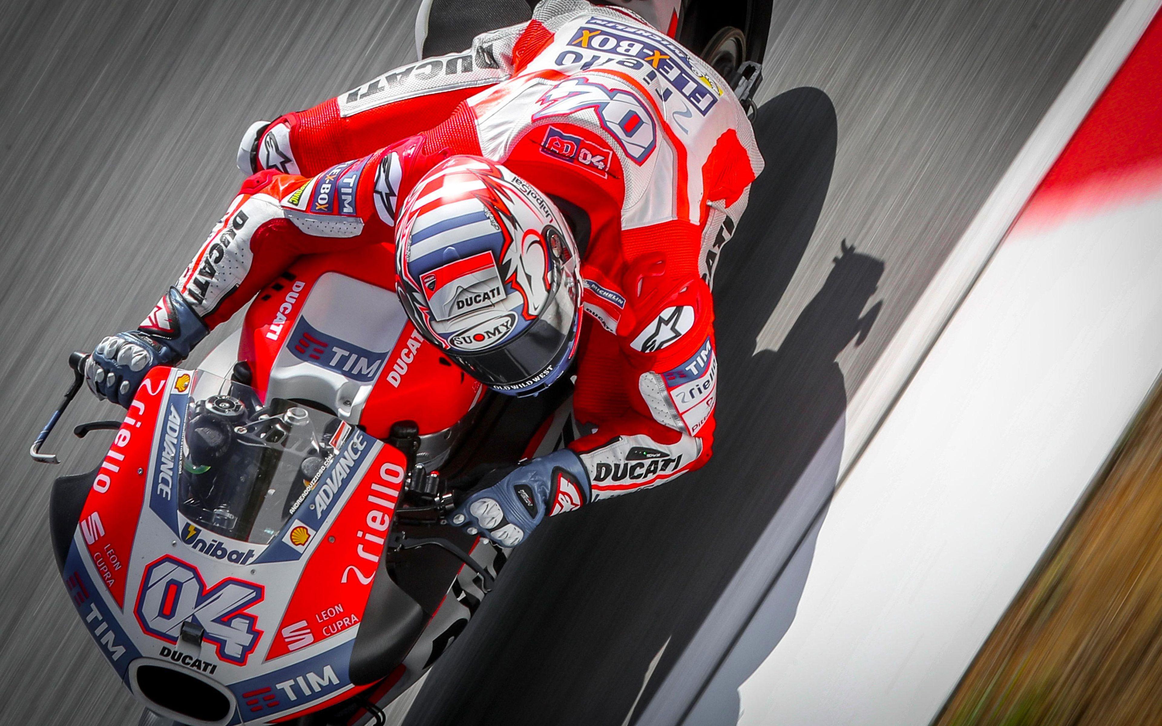 Download wallpaper MotoGP, 4k, Andrea Dovizioso, sportsbikes, 2017 bikes, Ducati Team, superbikes for desktop with resolution 3840x2400. High Quality HD picture wallpaper