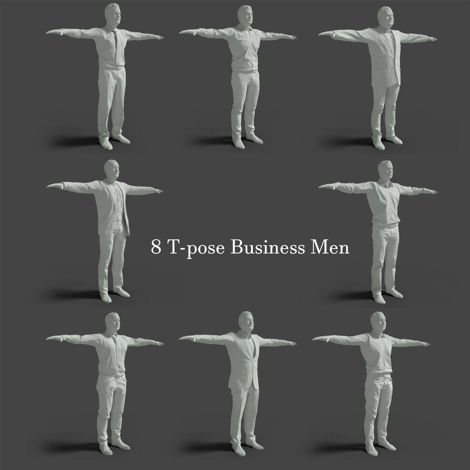 3D Asset 8 T Pose Business Men
