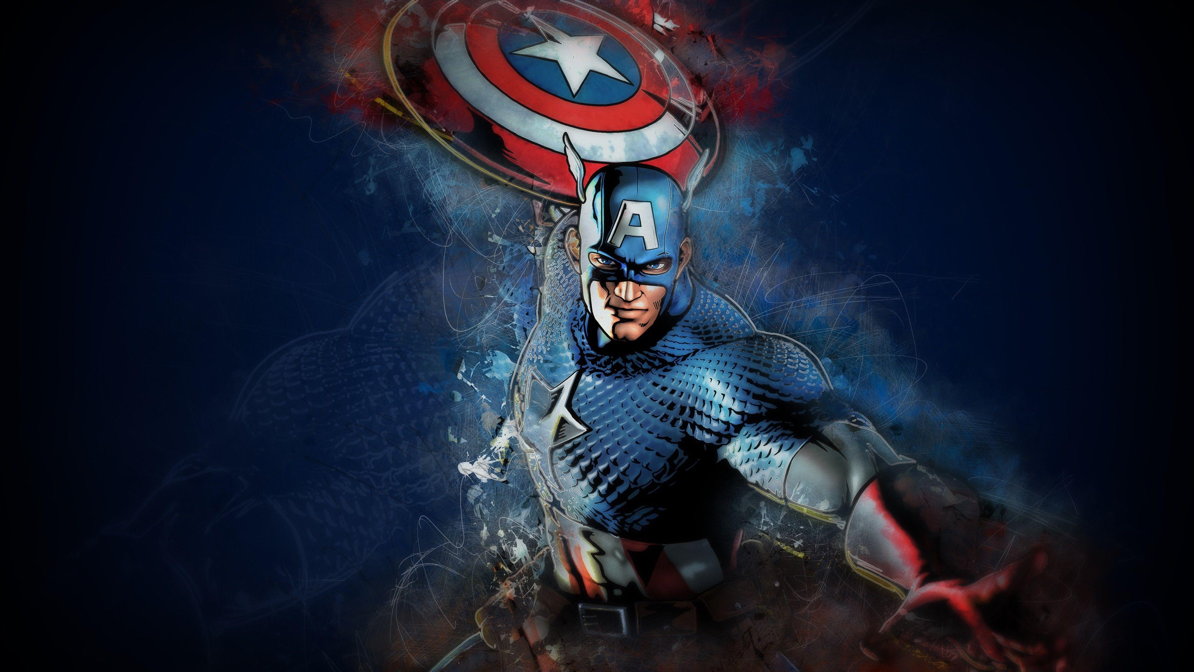 Wallpaper Captain America, Marvel Comics, 4K, Art