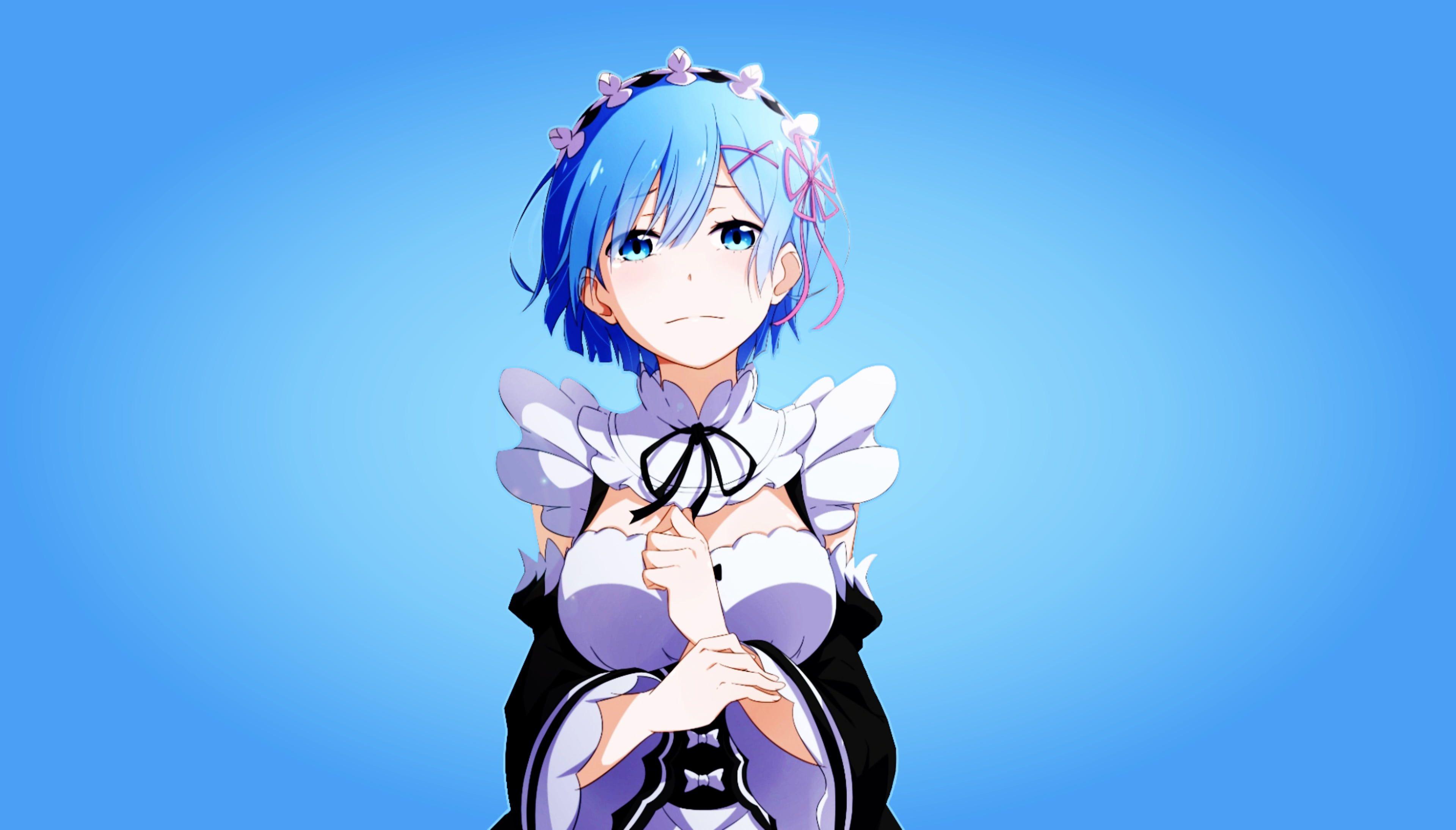 Blue Haired Female Anime Character Wallpaper, Rem (Re: Zero), Anime