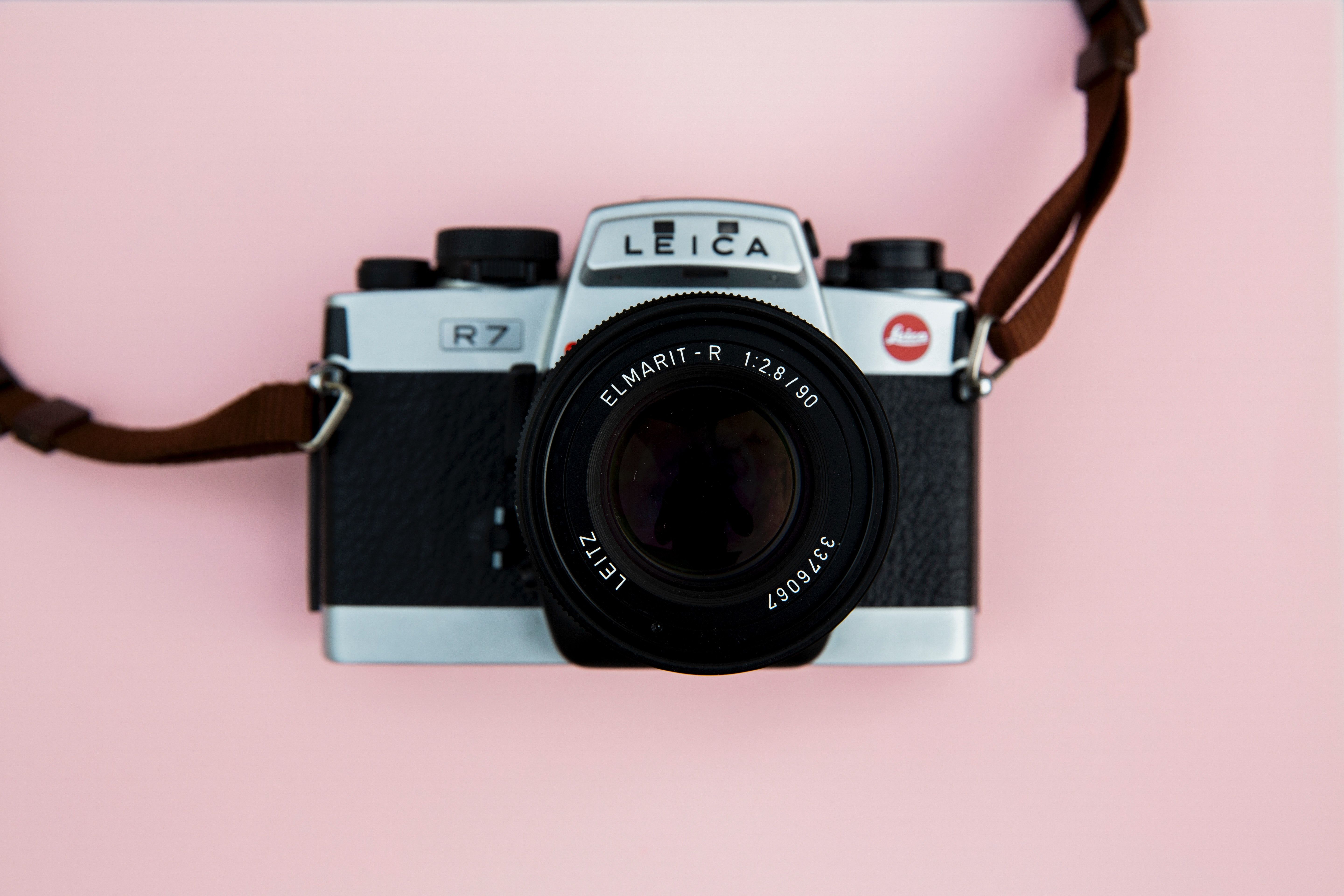 Black and Grey Leica Camera on Pink Background · Free