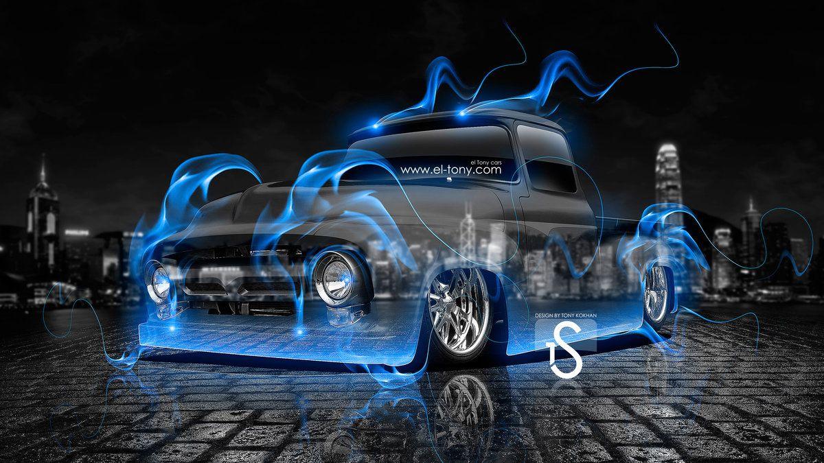 Ford F100 Truck Blue Fire Crystal Car 2013 HD Wallpaper By Tony
