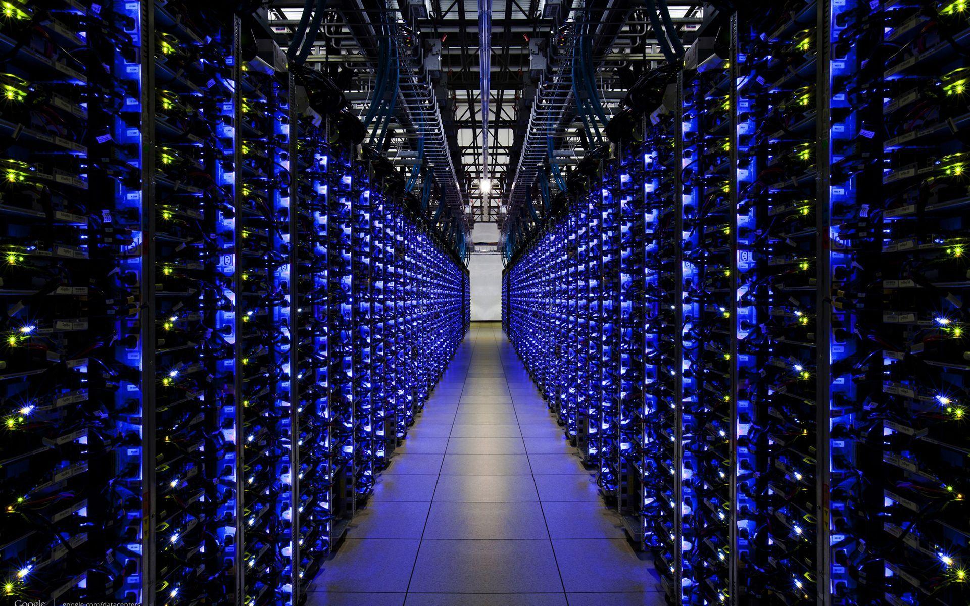 To Download or Set this Free Blue Server Room Design Wallpaper as