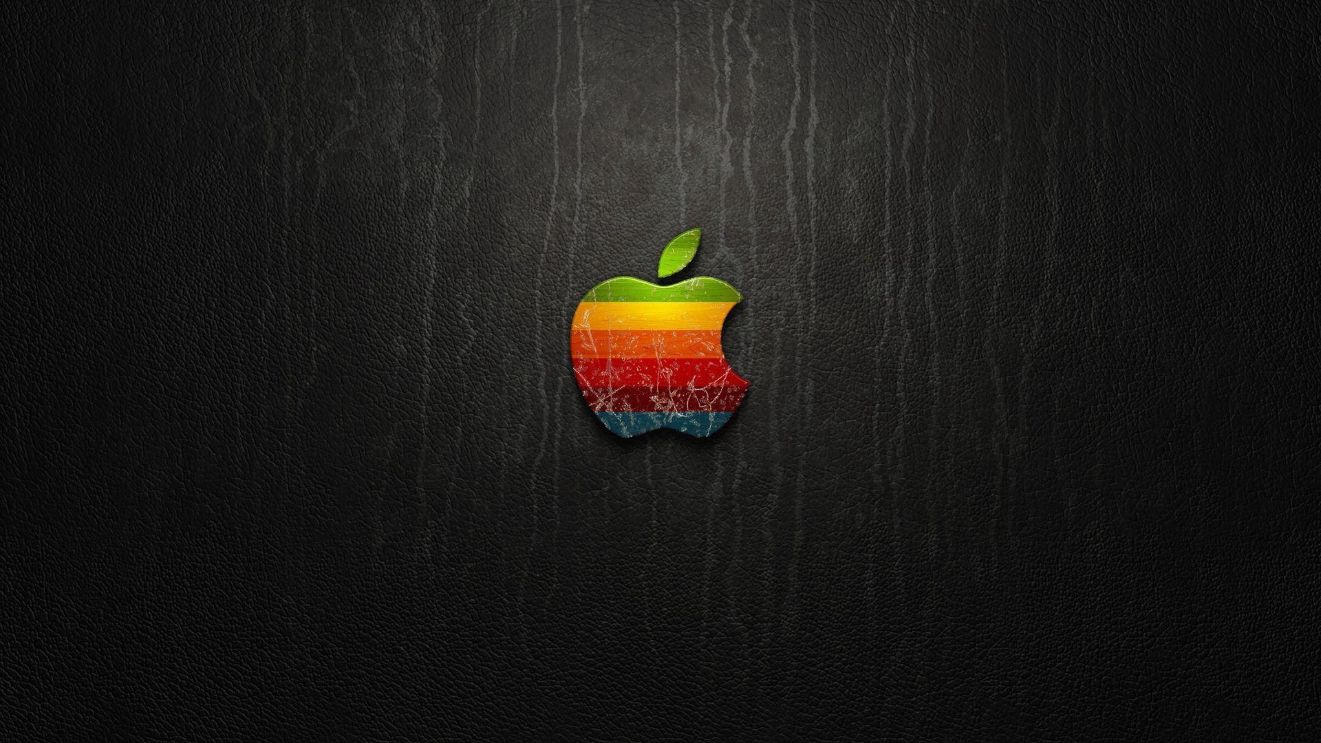 Dark Background Colorful Apple Logo Wallpaper