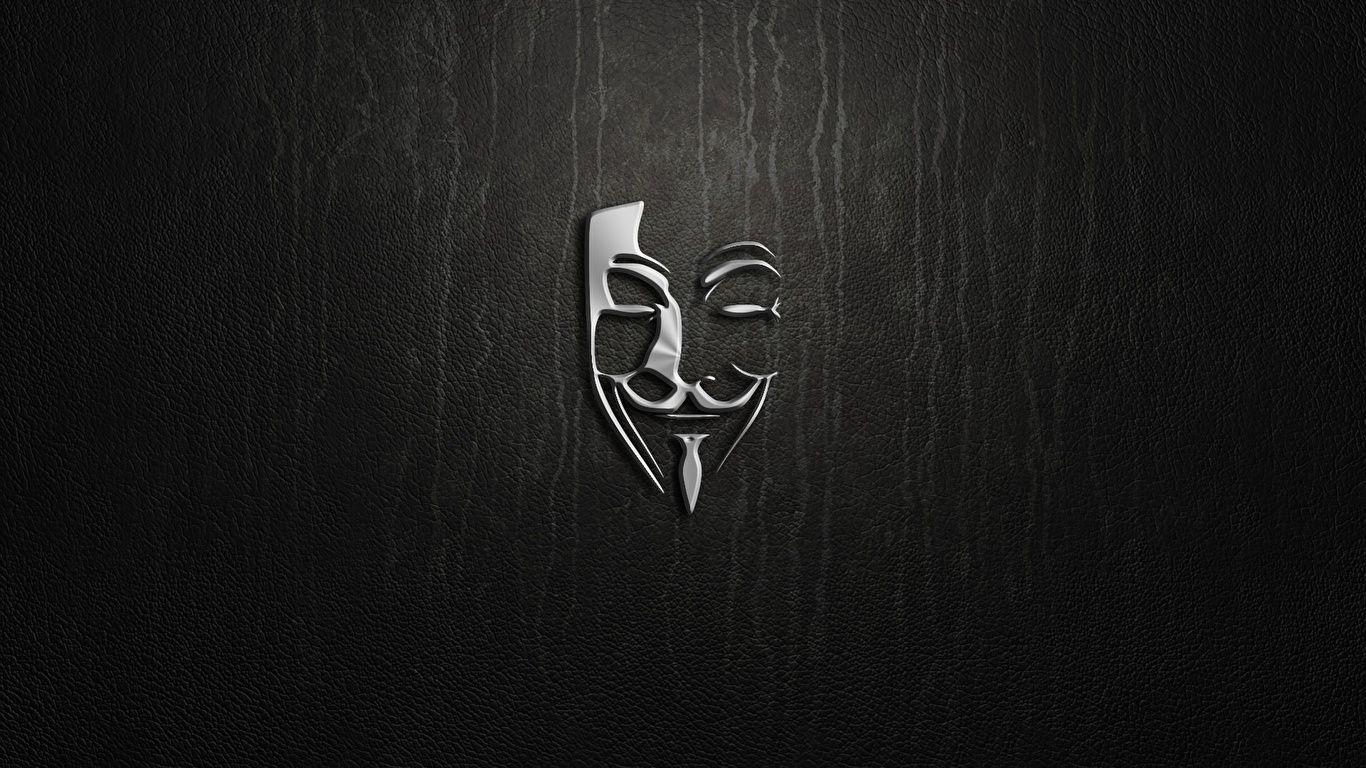 Wallpaper Logo Emblem Anonymous Masks 1366x768