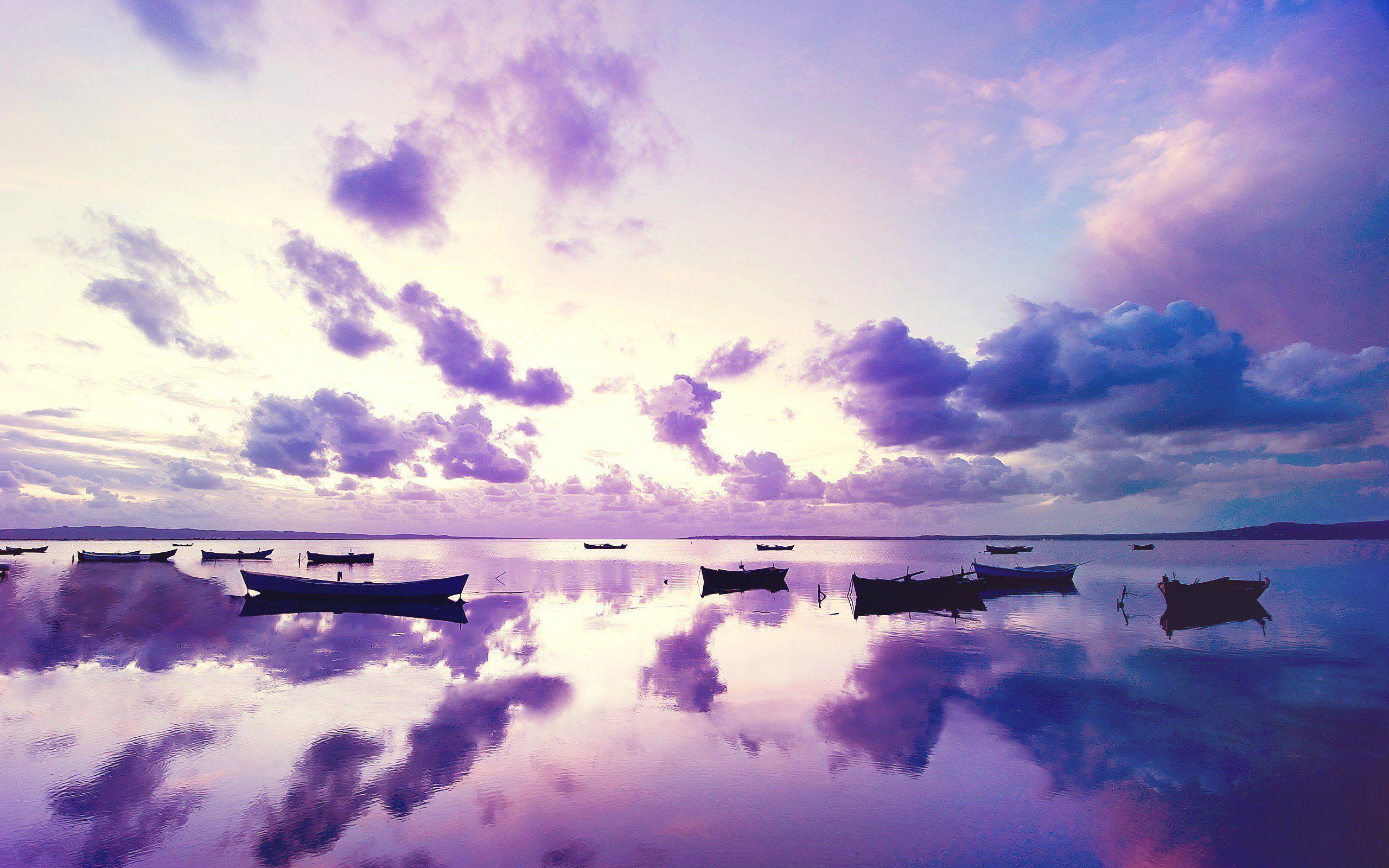 Purple Sunset In Ocean 2048x1152 Resolution HD 4k