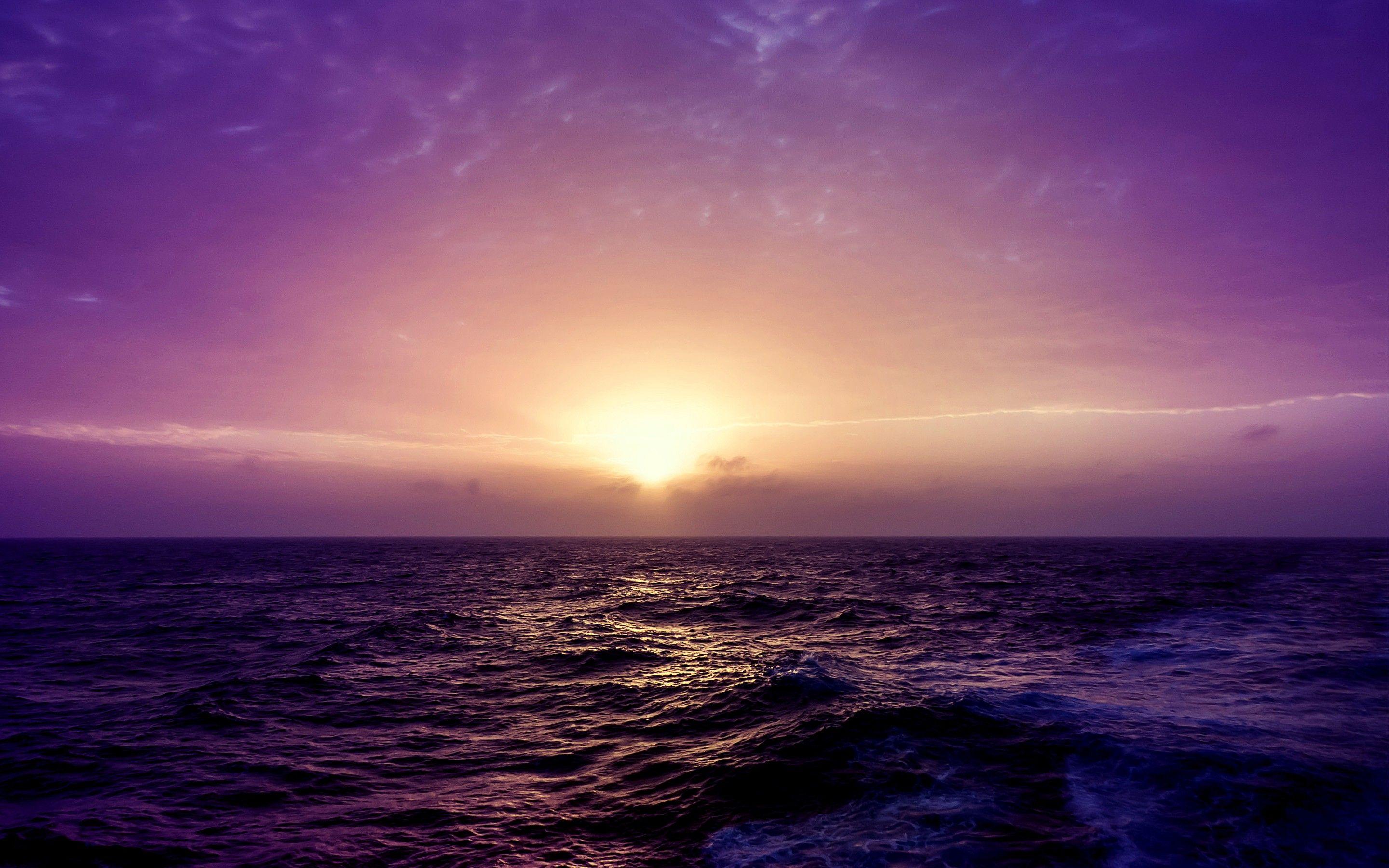 Sea Sunset Purple 1366x768 Resolution HD 4k Wallpaper