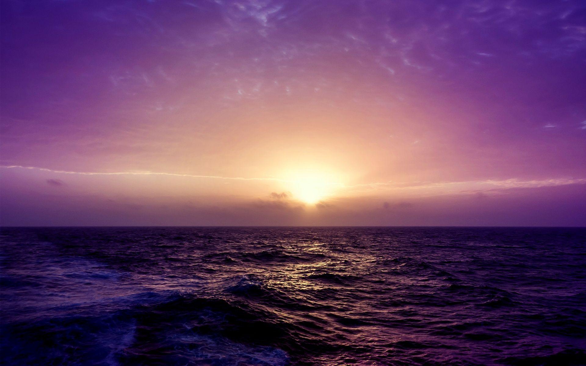 Purple Sea Sunset Wallpaper in jpg format for free download