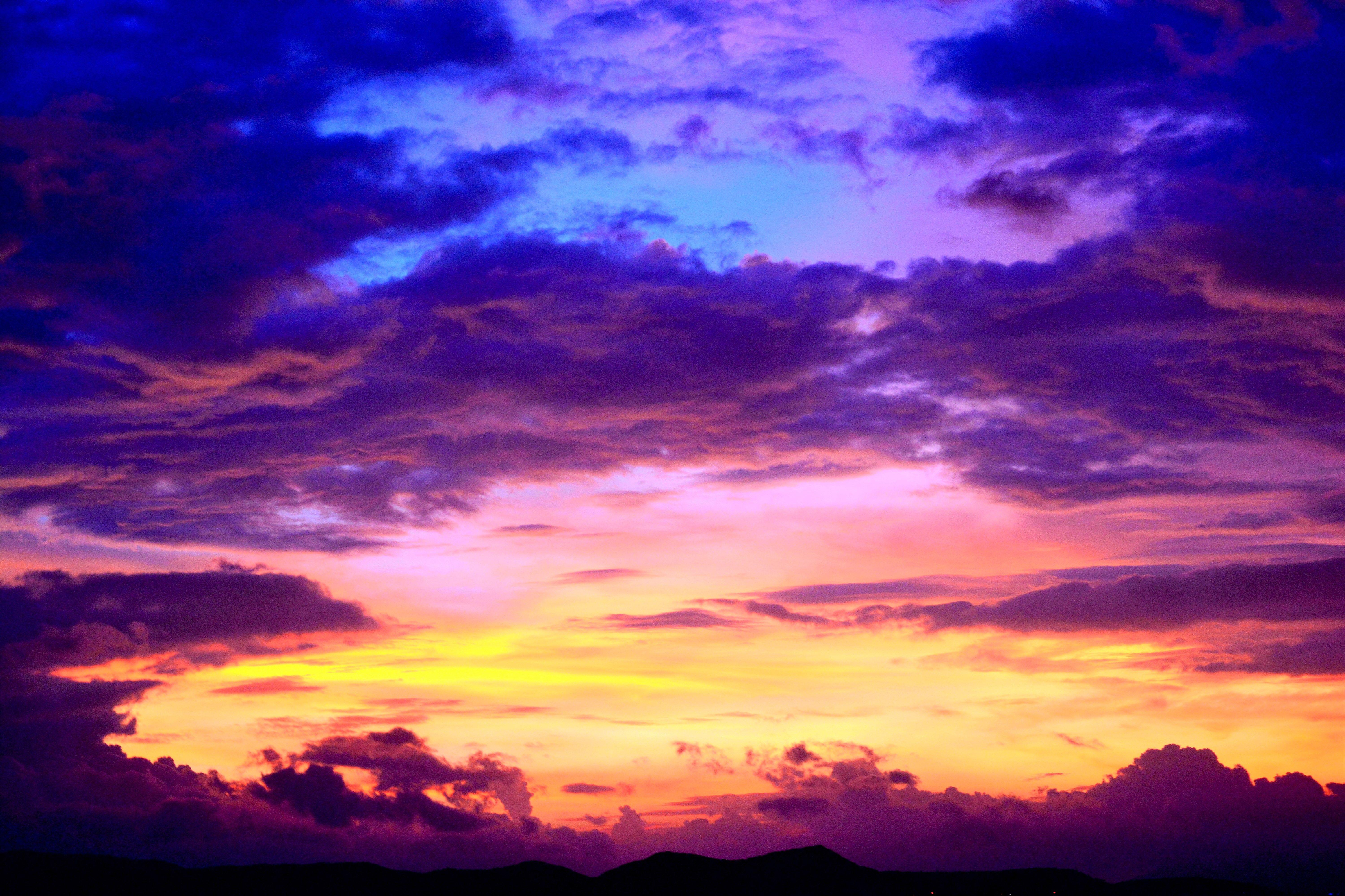 Purple Cloudy Sunset 5k Retina Ultra HD Wallpaper. Background Image