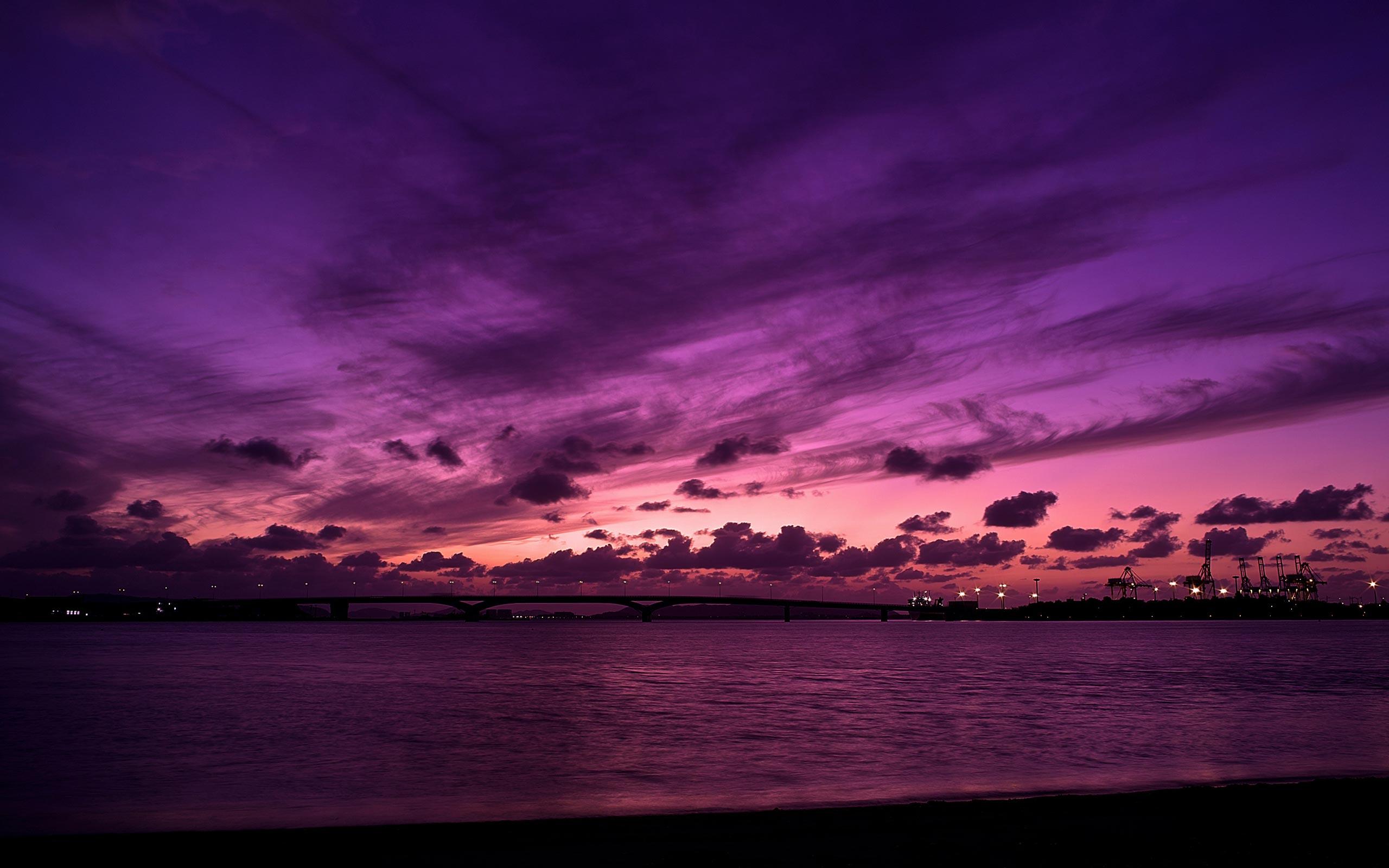 Monaco Purple Clouds Sunset Wallpaper