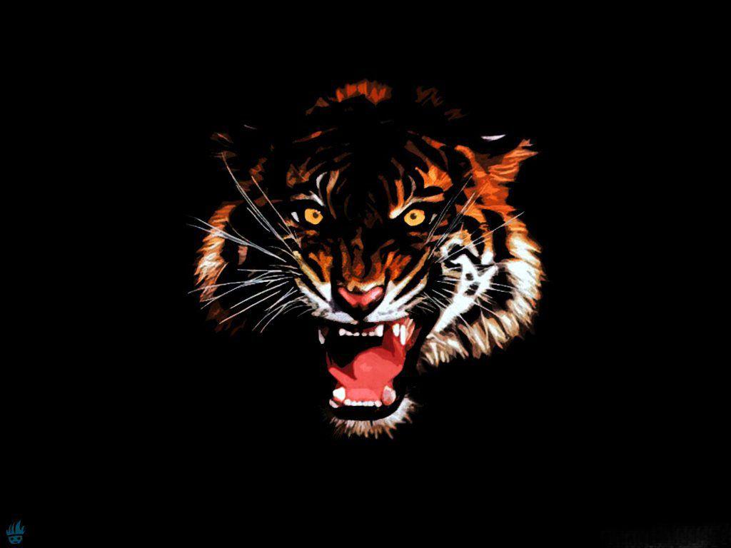 Photo Tigers Big cats Animals Painting Art Black background