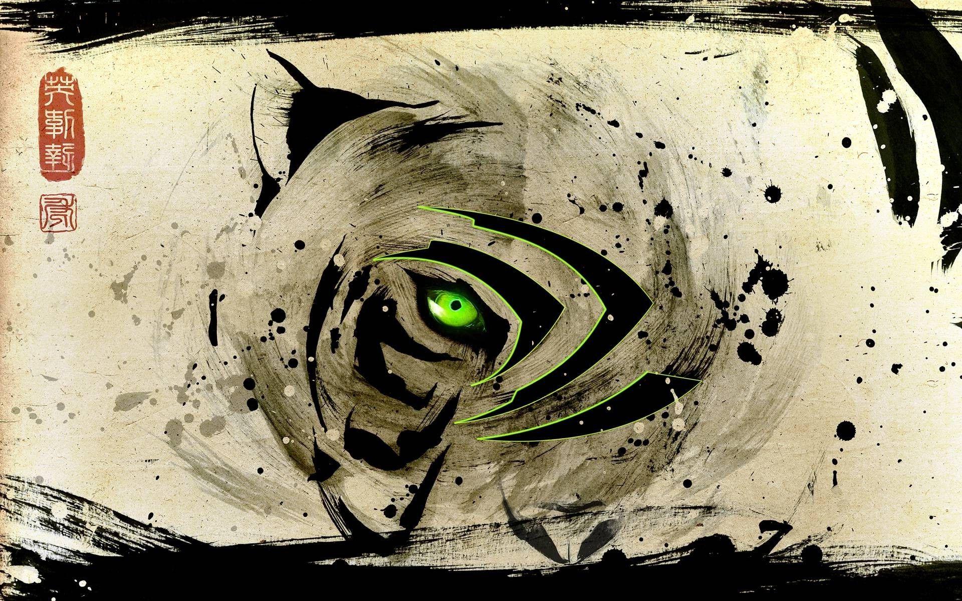abstract nvidia video games green logo tiger wallpaper and background