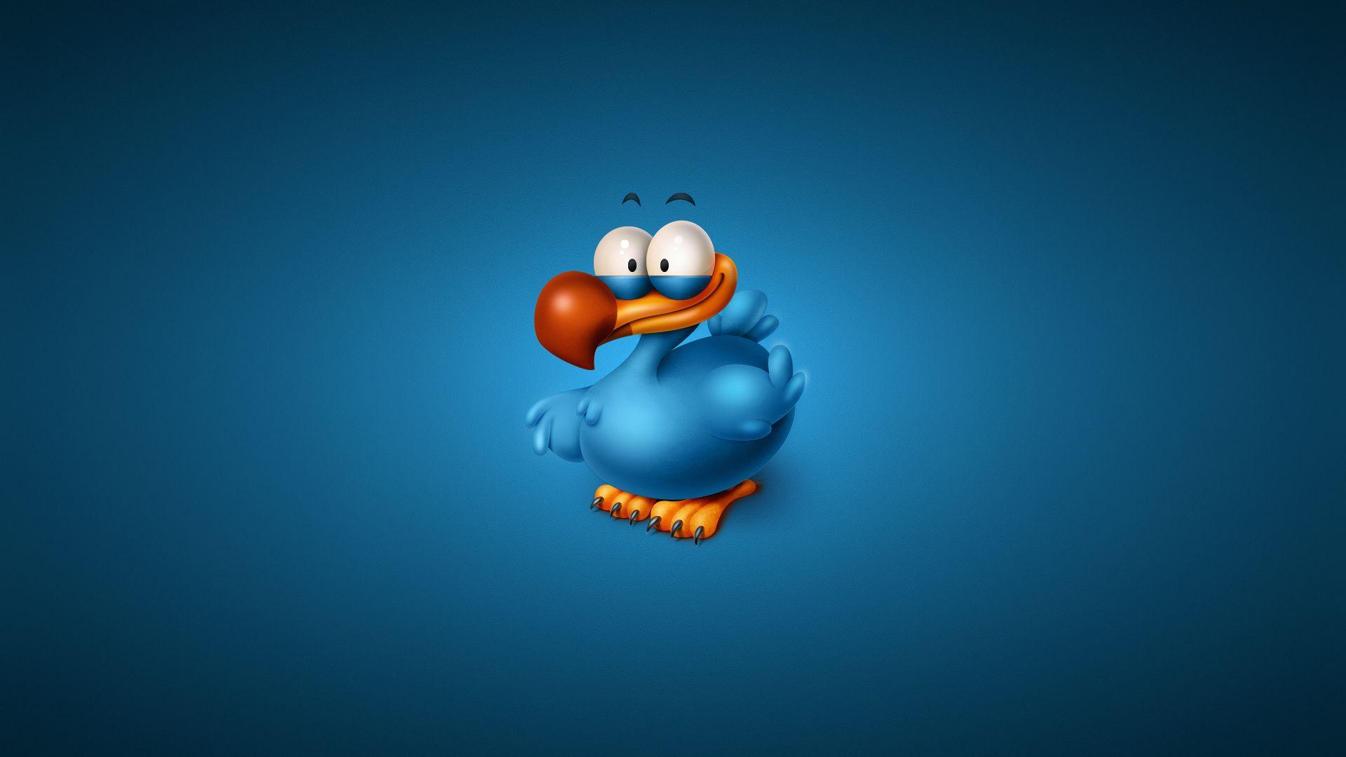 bird, minimalism, titto the dodo, blue background desktop
