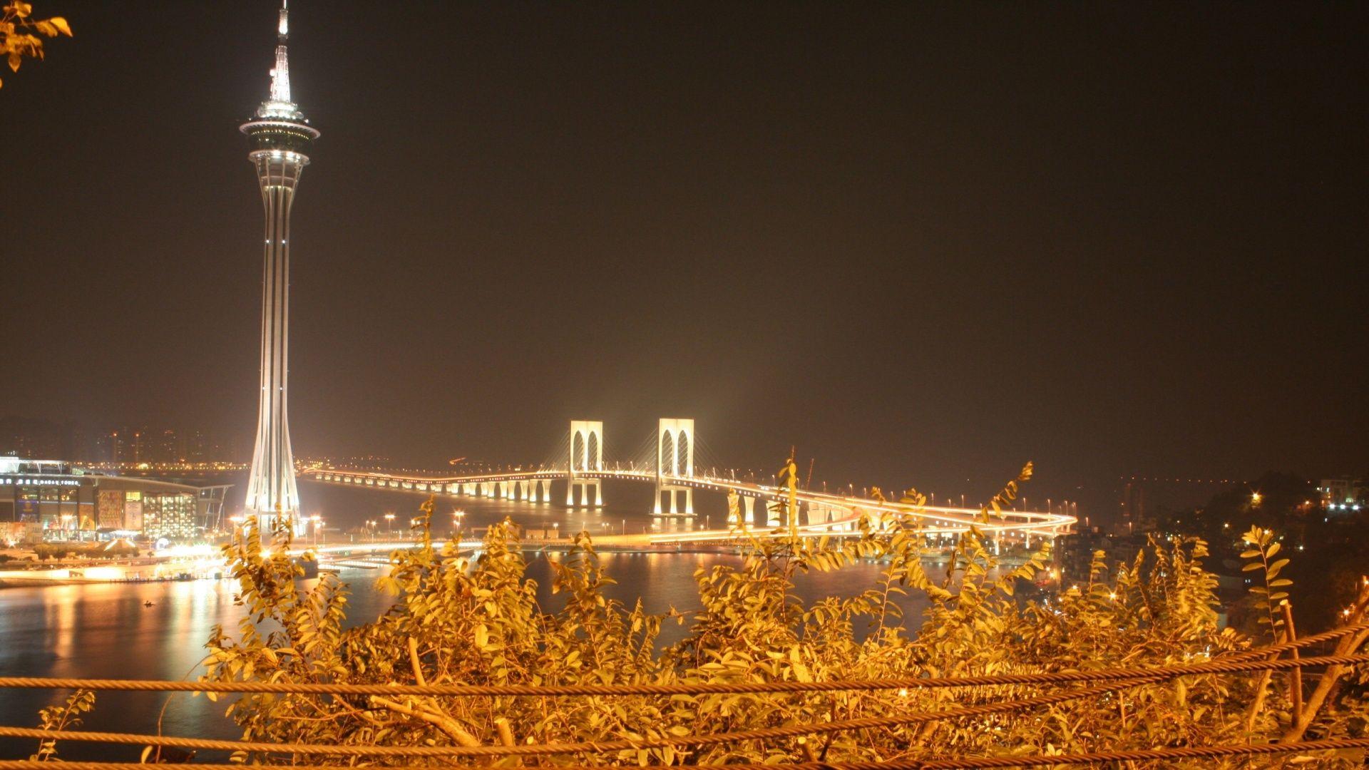 Macau City Tower Night Light Wallpaper