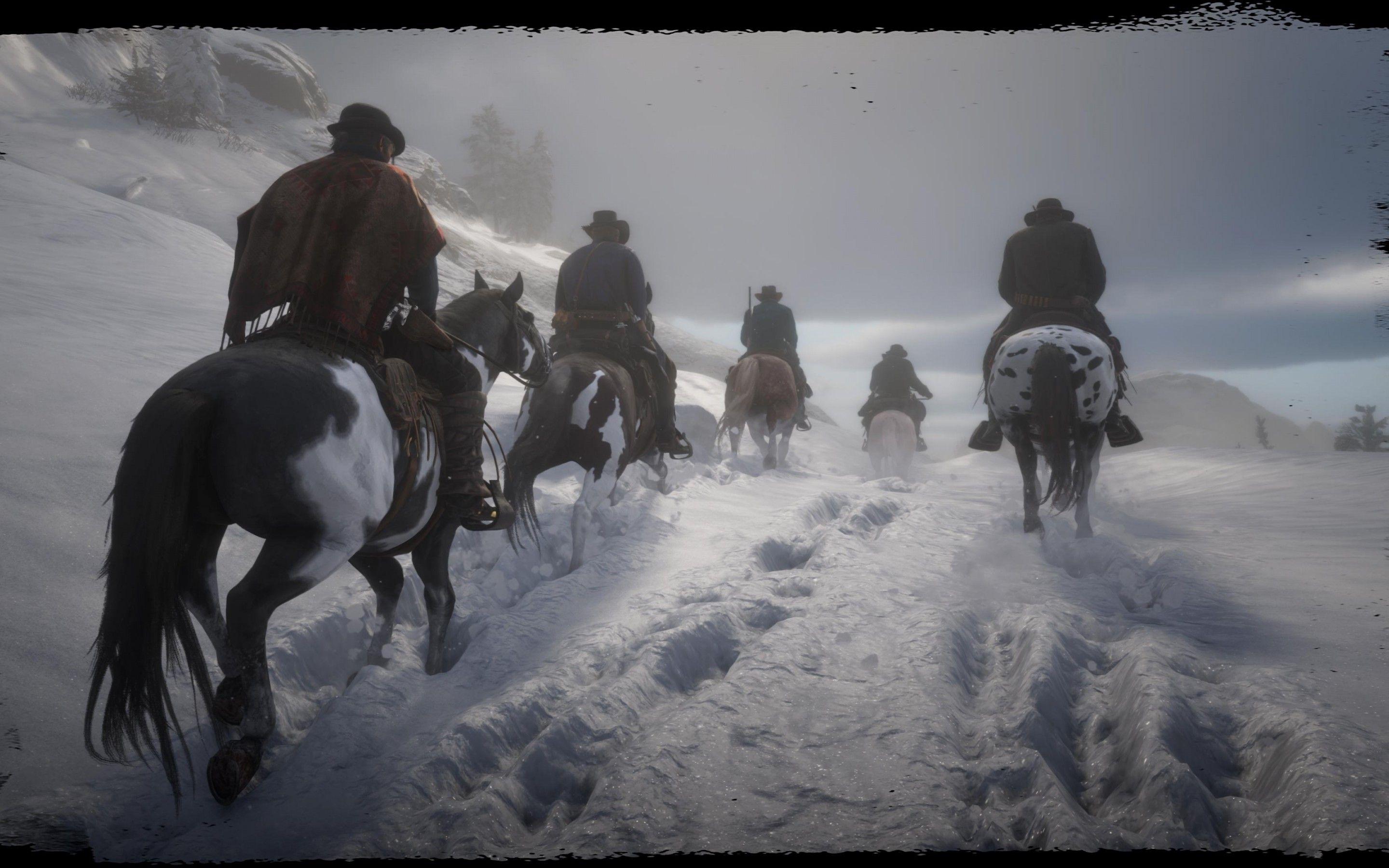 Download 2880x1800 Red Dead Redemption Horses, Walking, Snow
