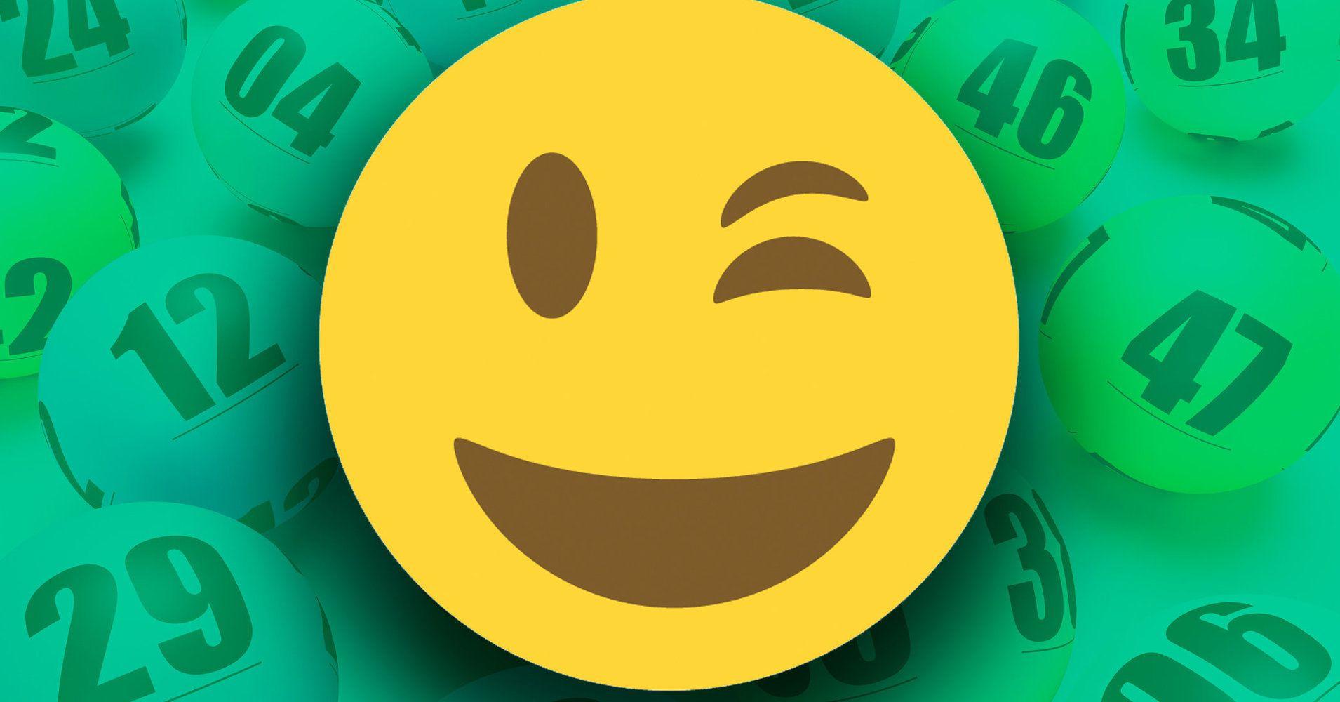 Lottery Winner Picks Up Check In Emoji Wink Mask