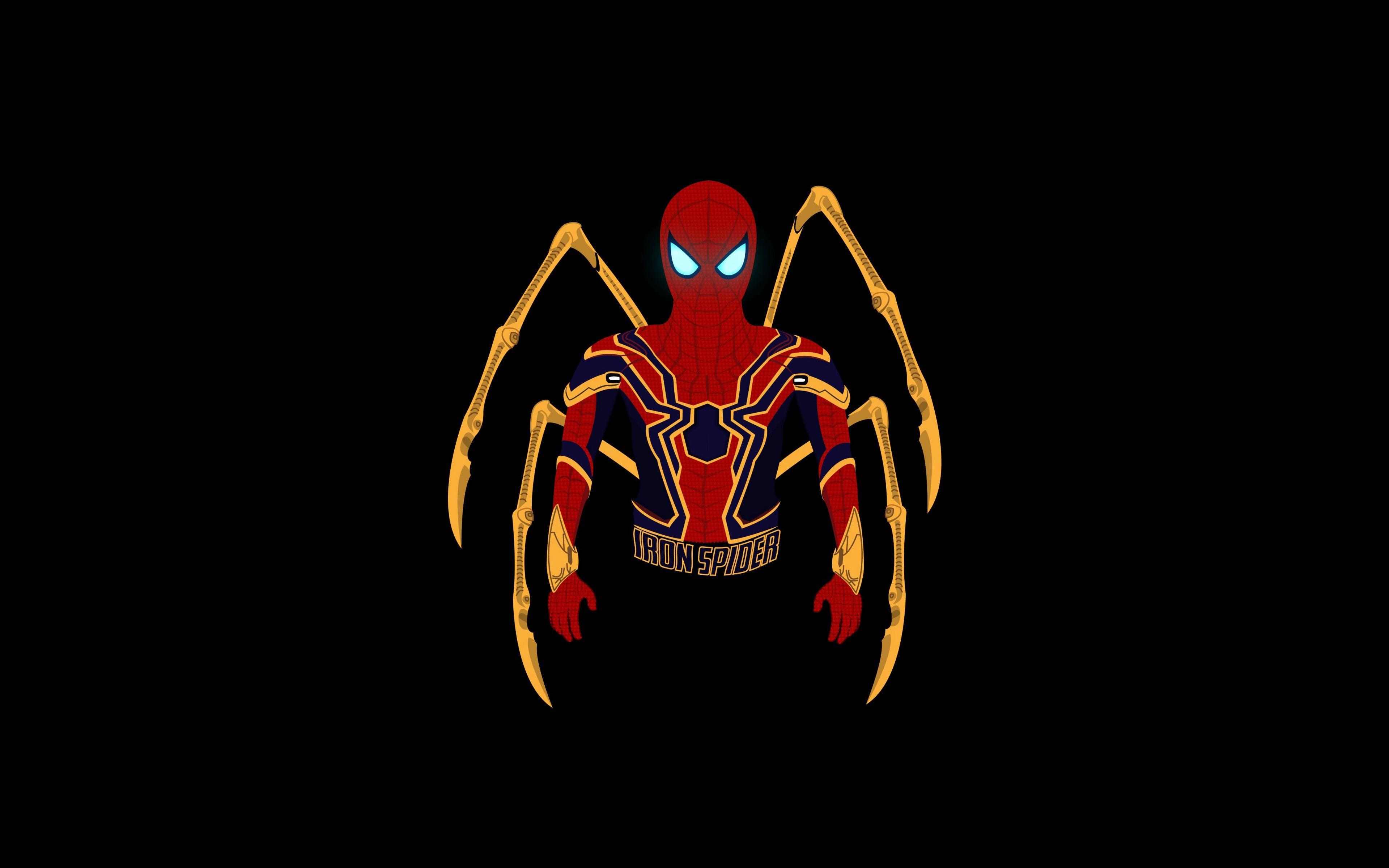 Download 3840x2400 Wallpaper Iron Suit, Spider Man, Marvel, Minimal