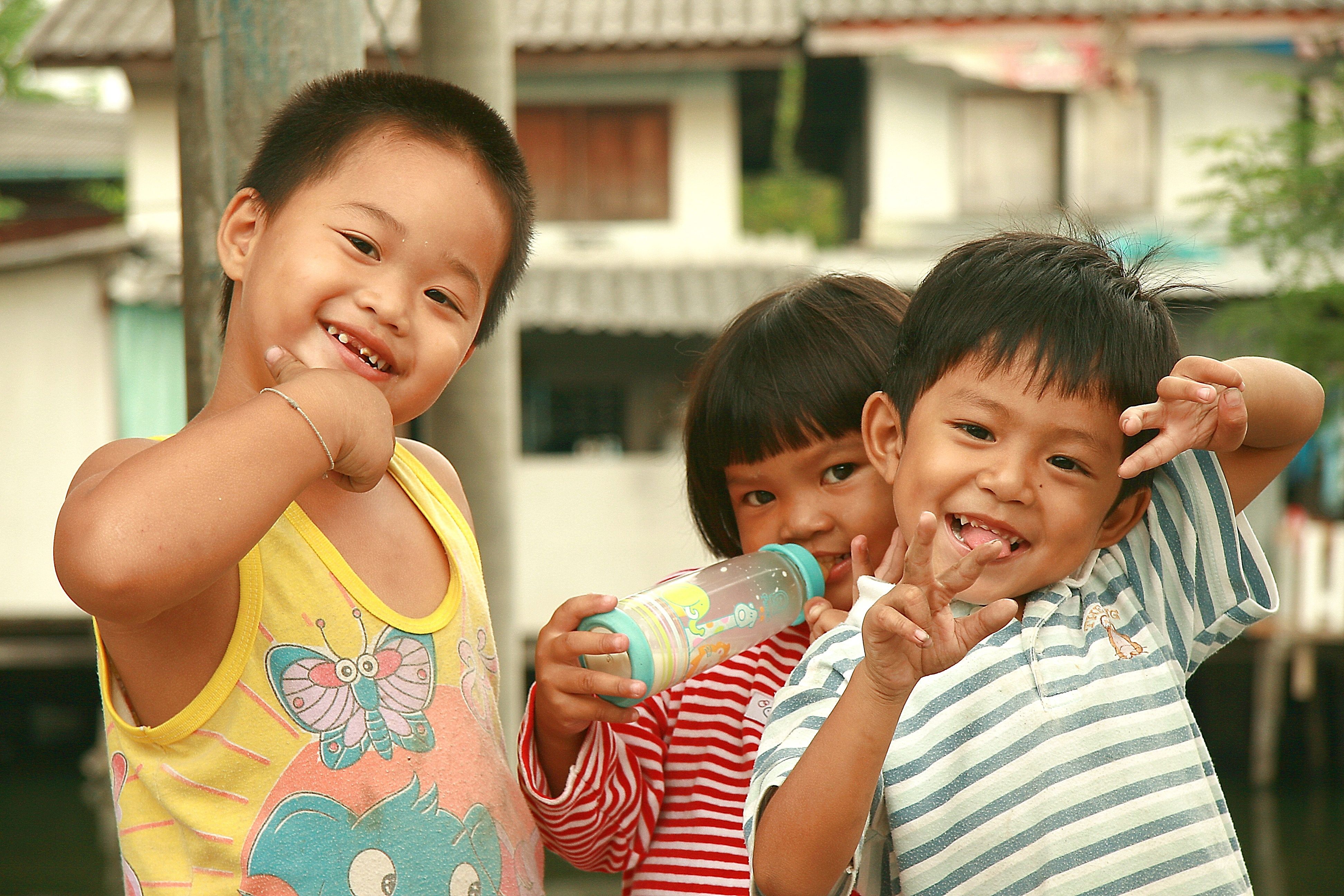 Wallpaper, three, happy, kids, children, khlong, thanon, portraits