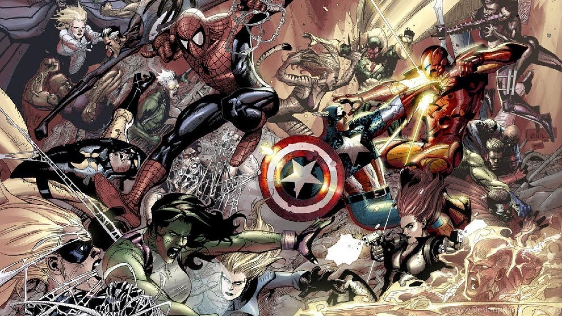 Iron Man Spider man Captain America Marvel Comics Wallpaper Desktop