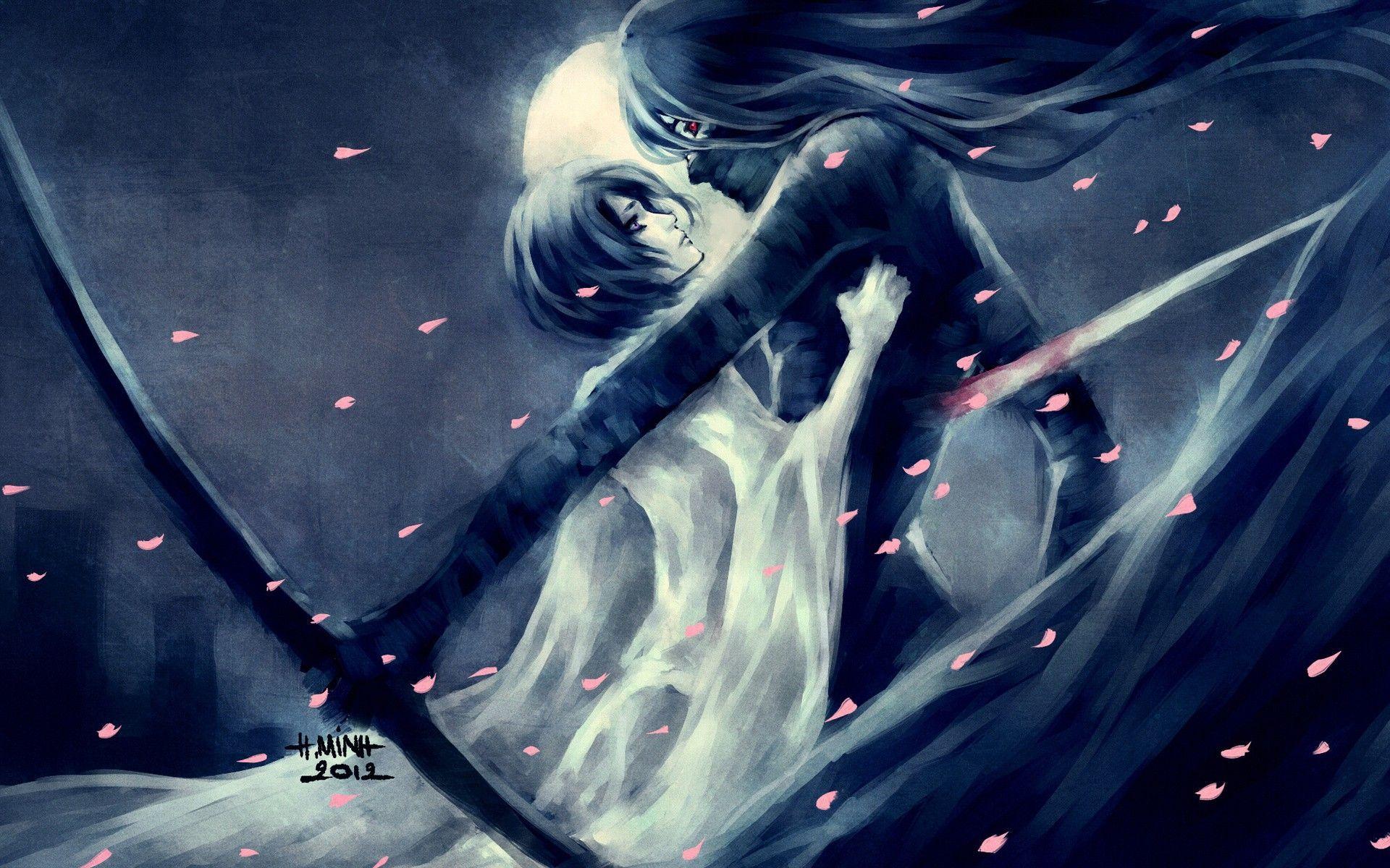 Bleach Moon Kurosaki Ichigo long hair red eyes short hair Kuchiki