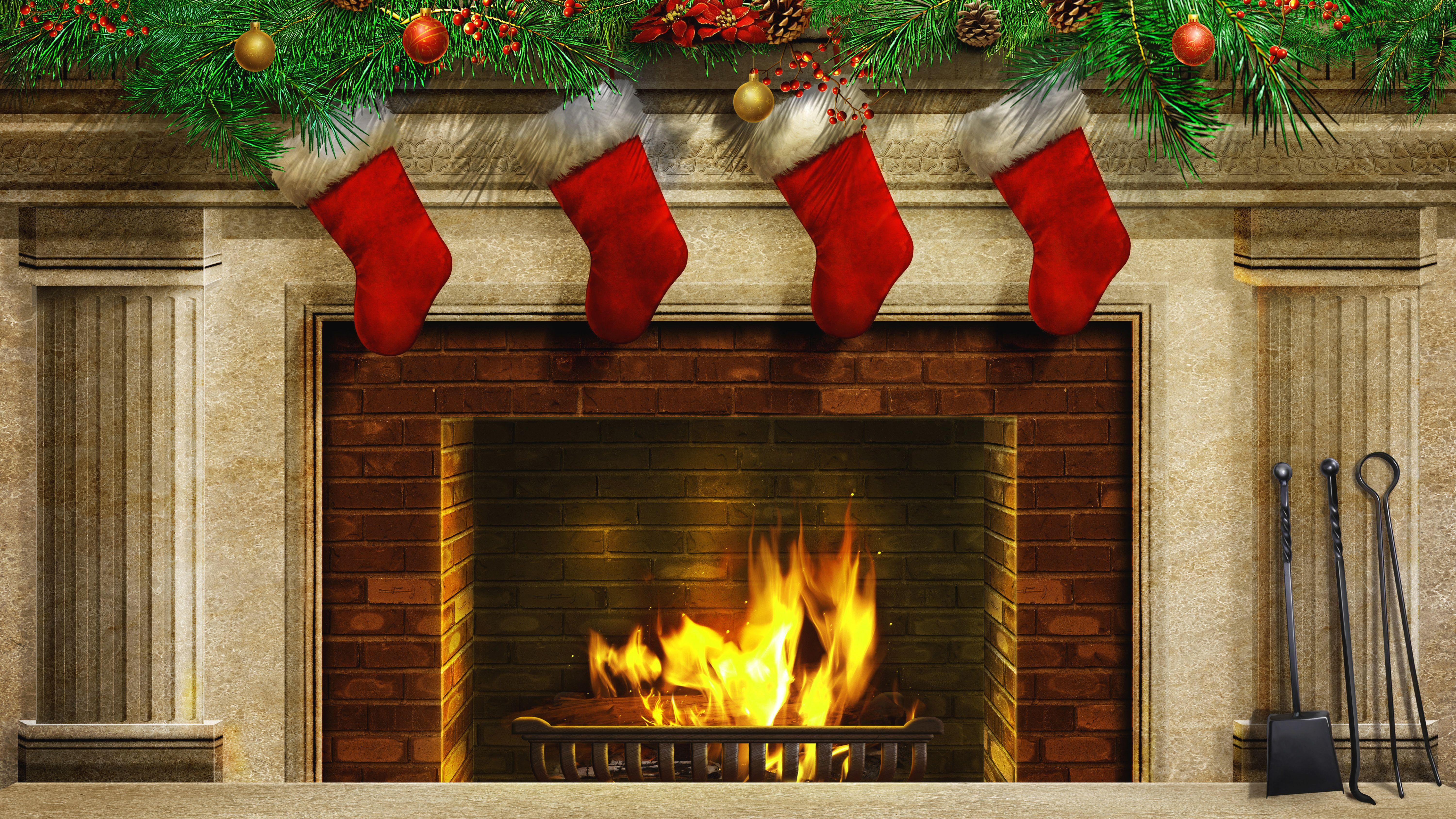 Christmas Fireplace and Christmas Stockings Background​-Quality Free Image and Transparent PNG Clipart
