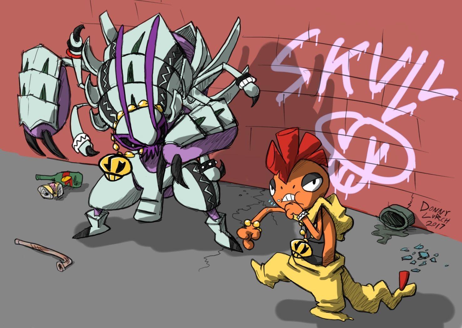 Team Skull's Golisopod and Scrafty Break it Down. Pokémon