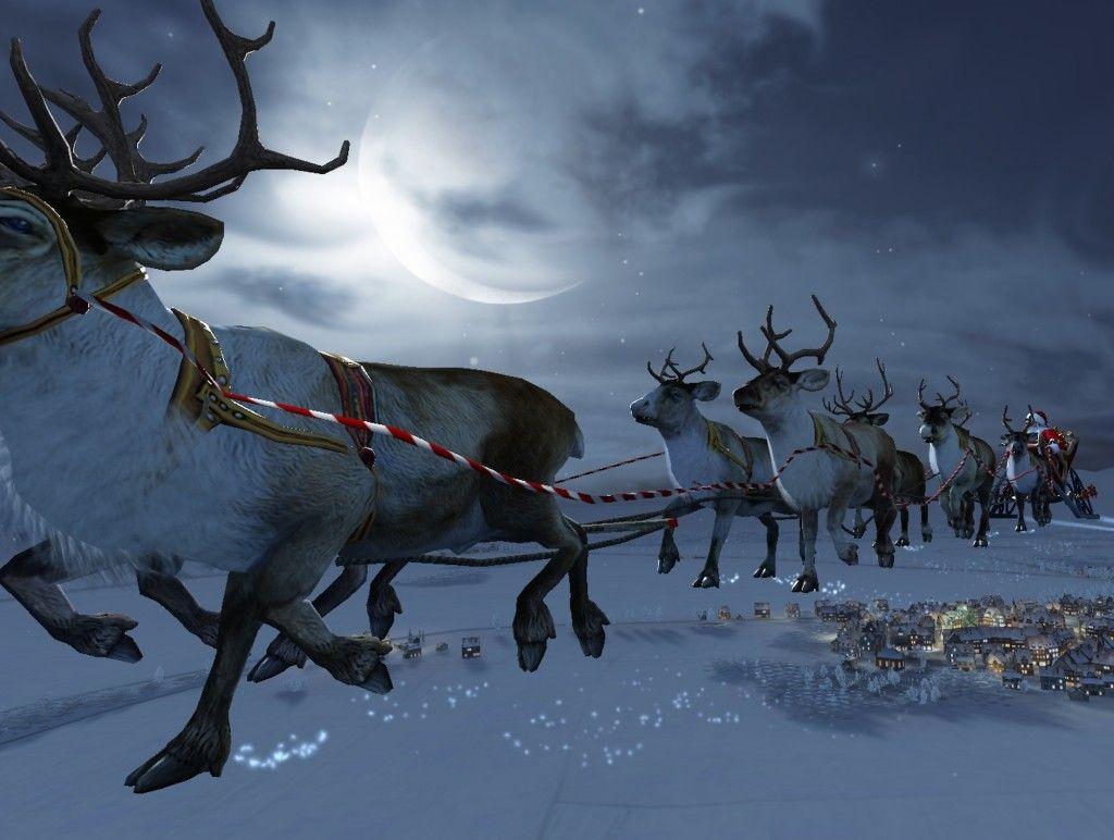 Santa Flying Reindeer Wallpaper. Free HD Santa Download