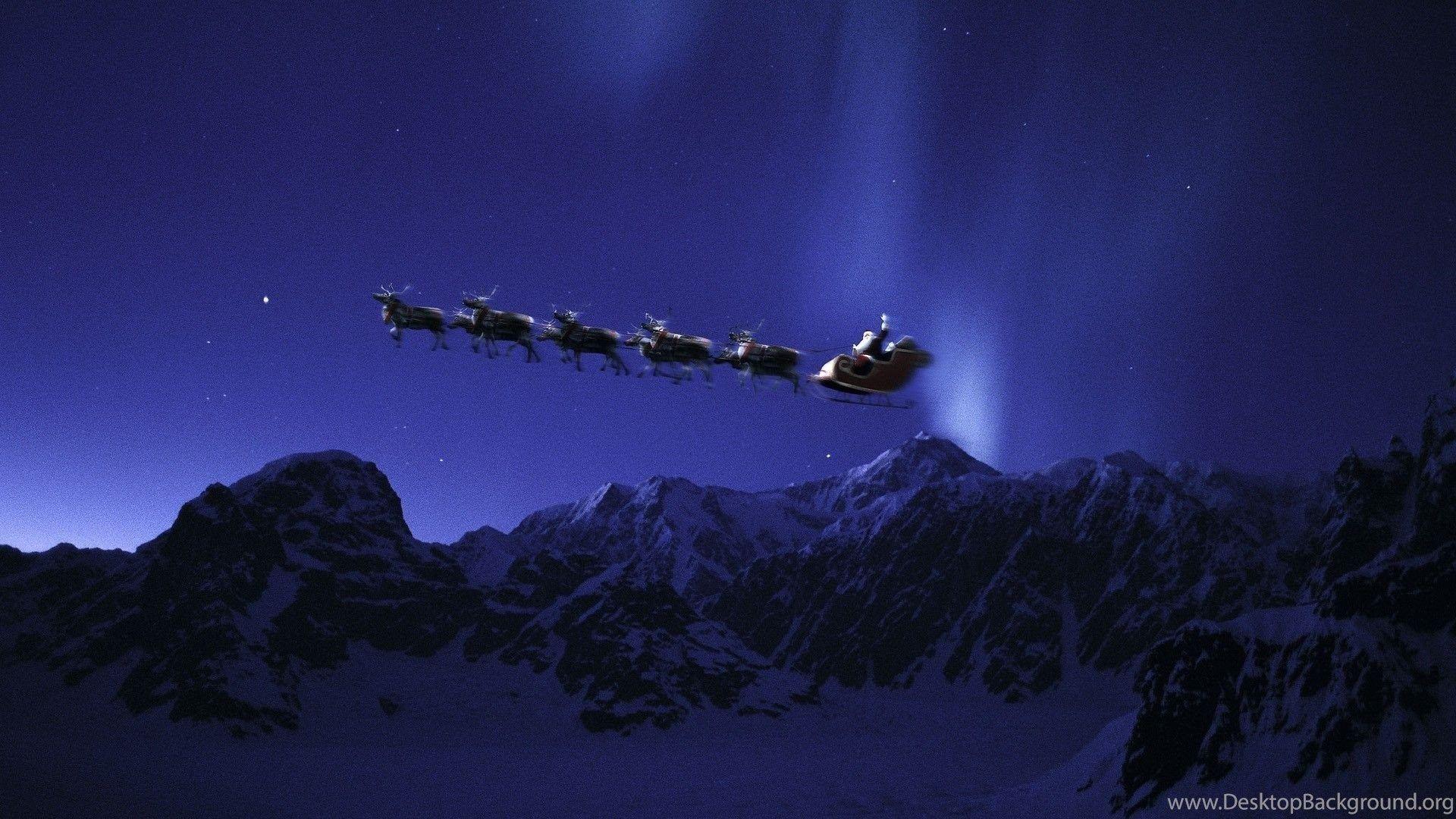 Santa's Sleigh In The Night Sky, Merry Christmas, Santa Claus