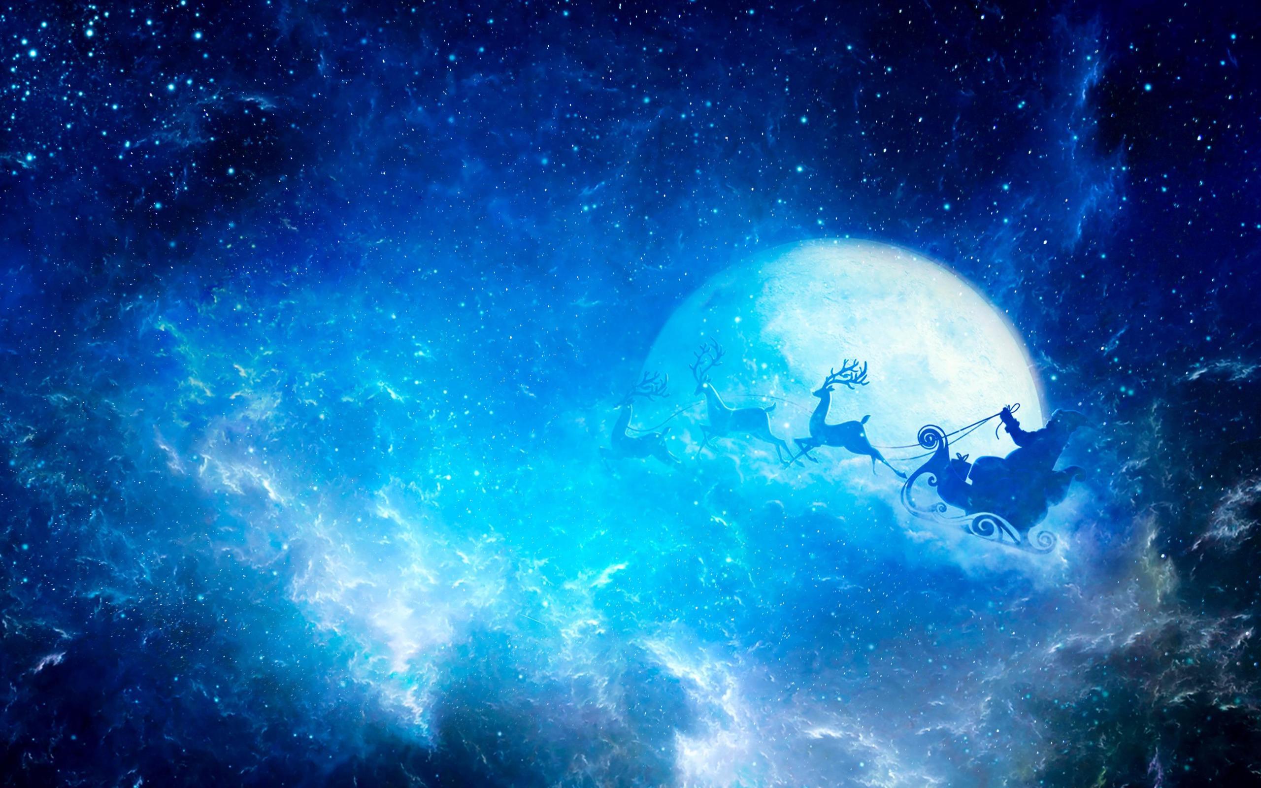 Santa Claus In The Night Sky 4K UltraHD Wallpaper. Wallpaper Studio