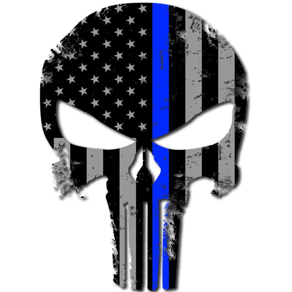 Punisher Skull Police Blue Line US Sticker Decal America