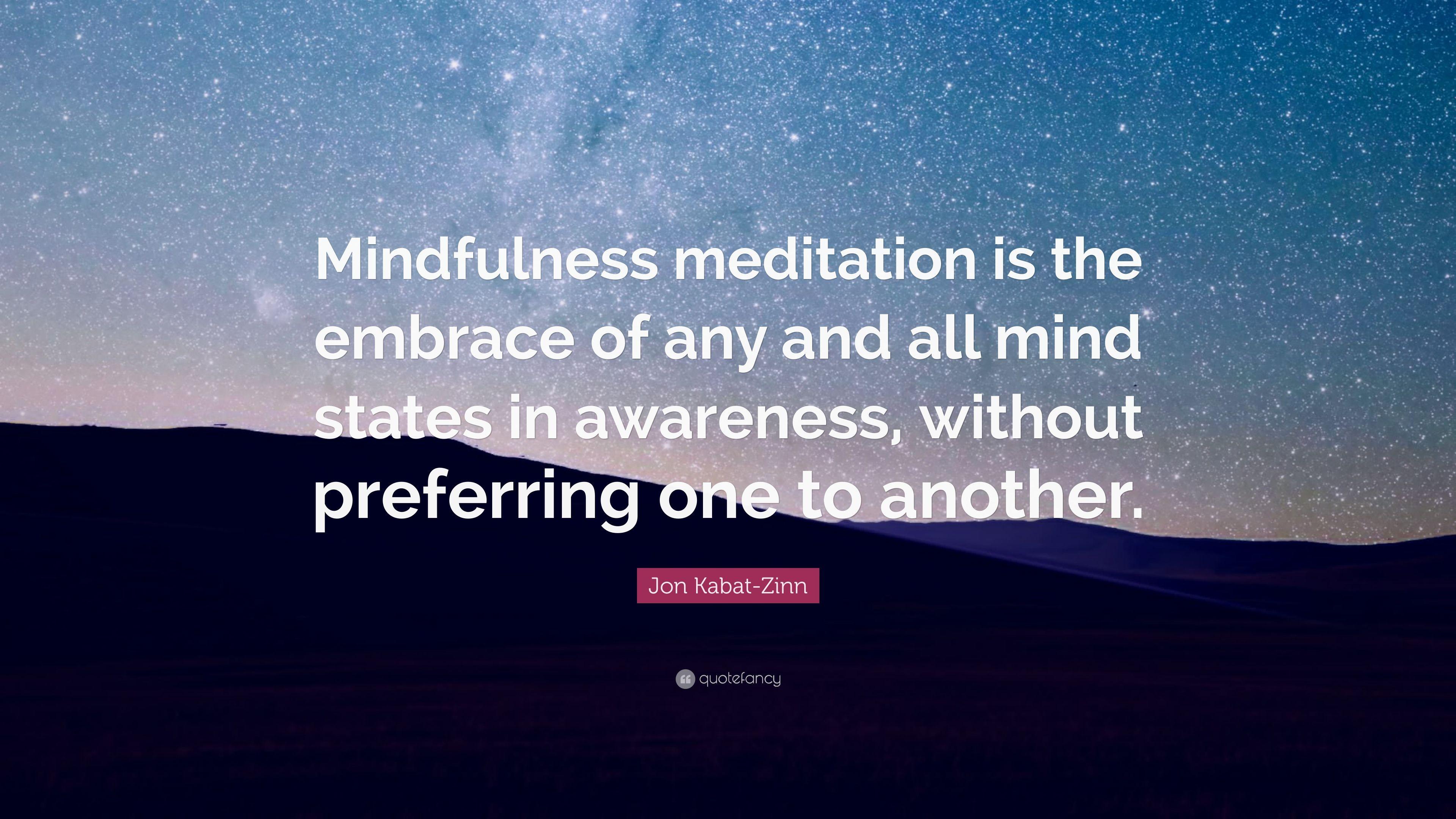 Jon Kabat Zinn Quote: “Mindfulness Meditation Is The Embrace Of Any