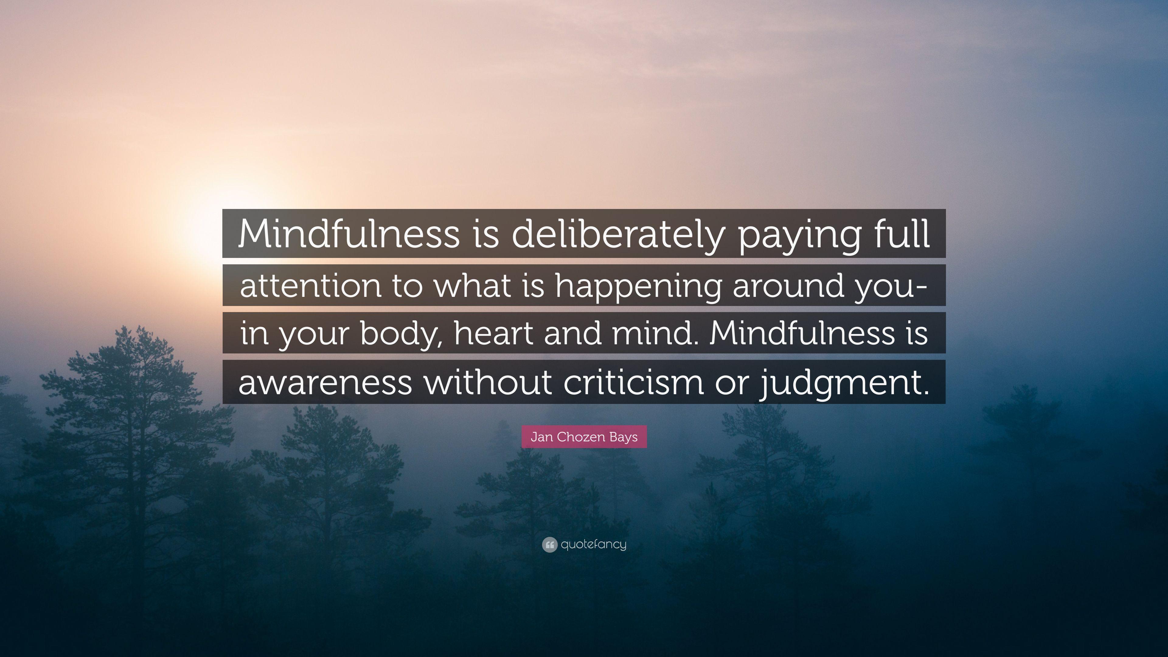 Jan Chozen Bays Quote: “Mindfulness is deliberately paying full