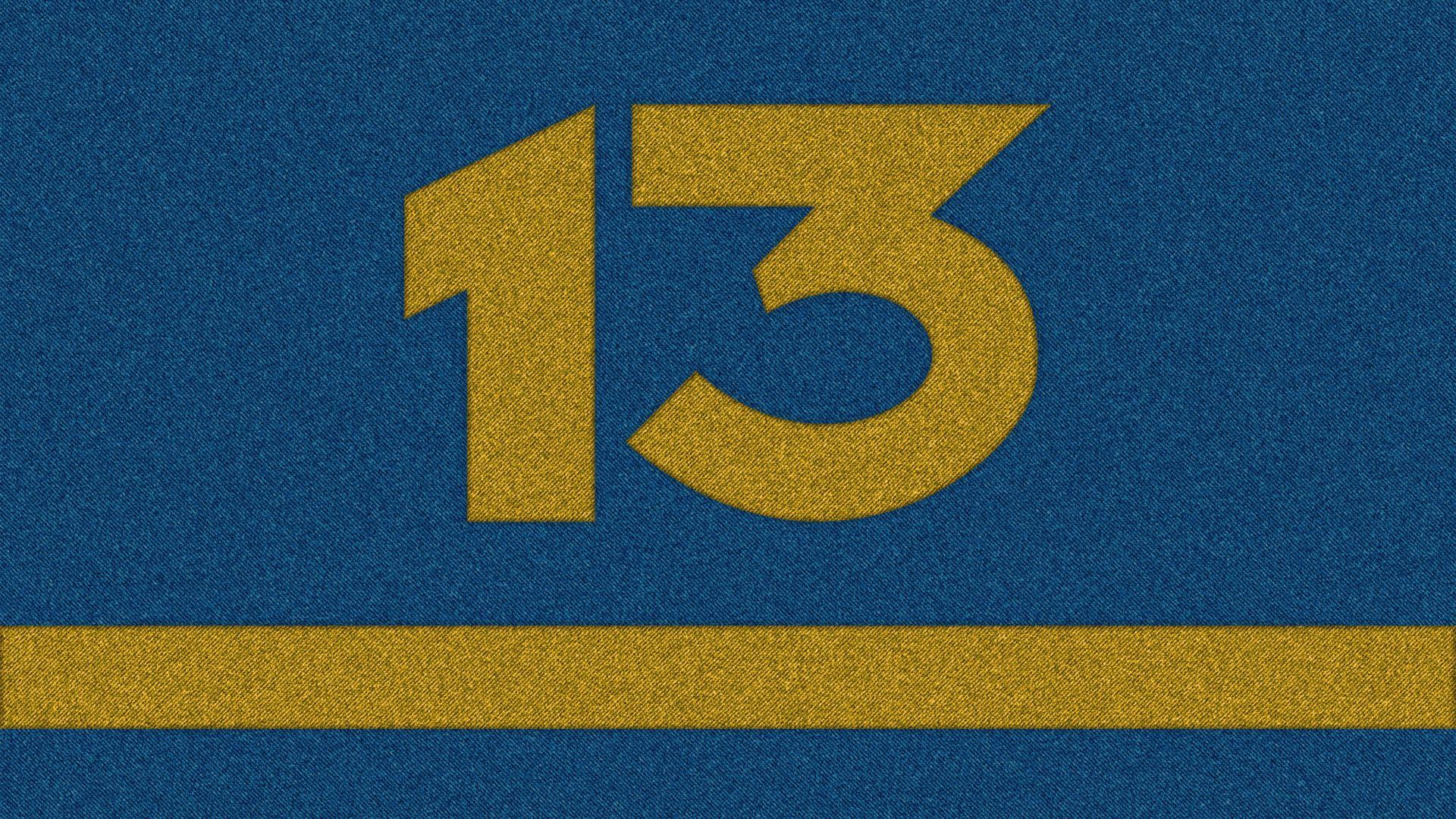 number 13 in blue