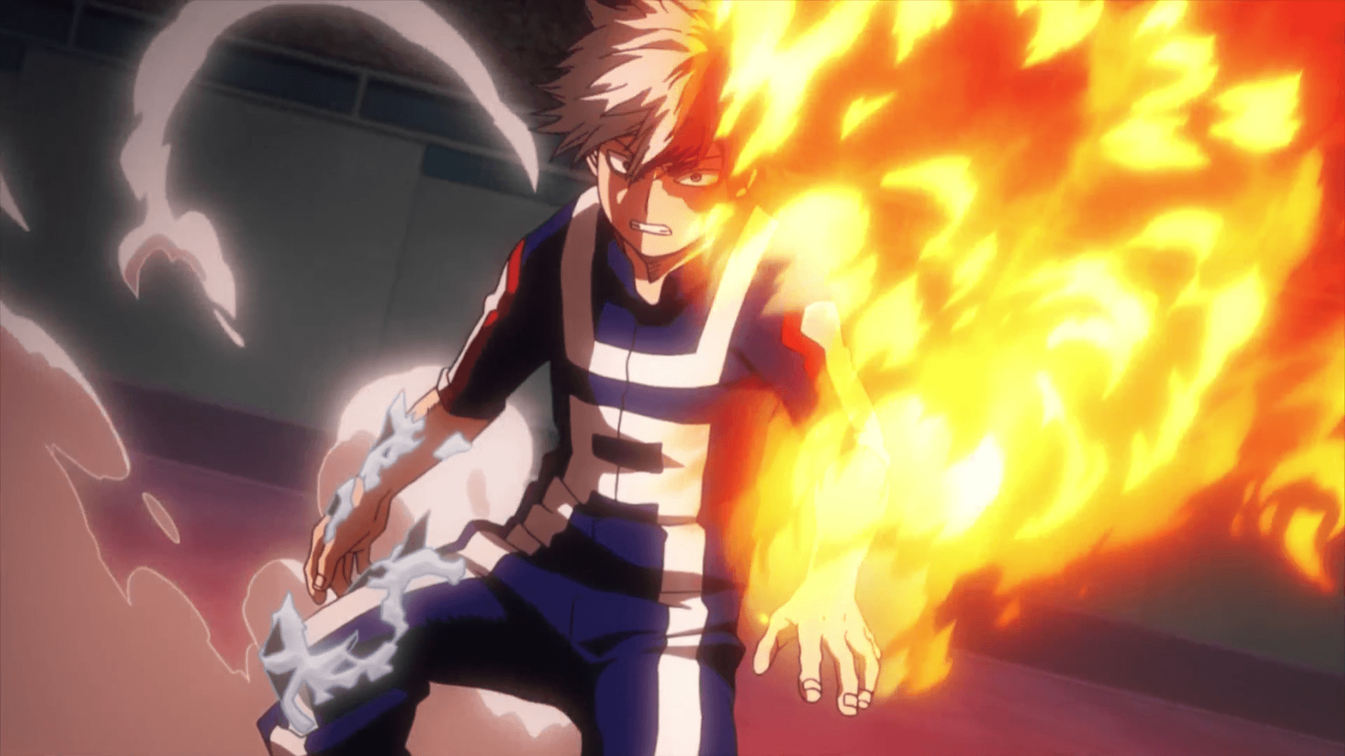 Shoto releases his fire.png. Boku no Hero Academia