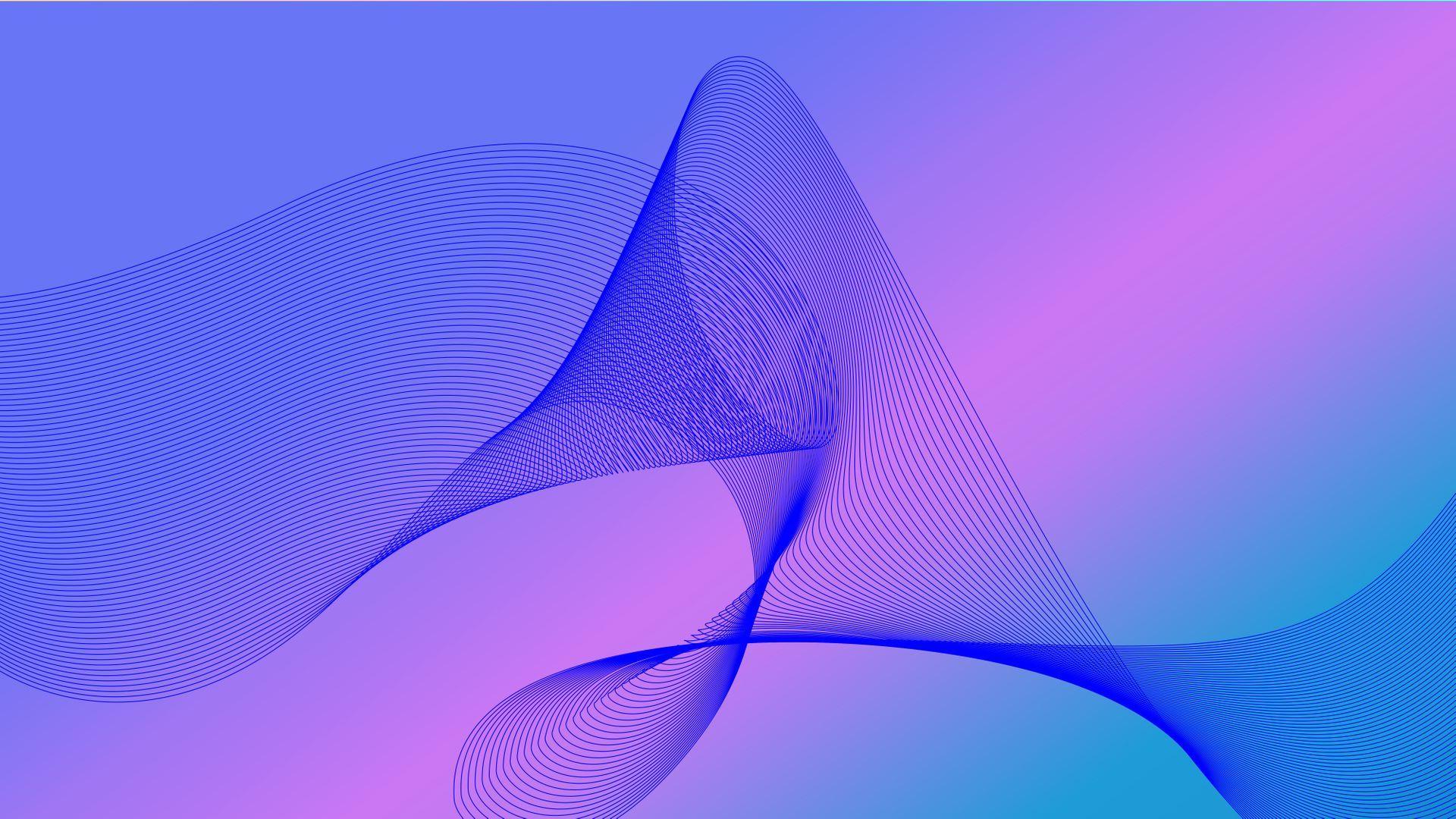 Blue Pink Line Wavy Abstract Background Wallpaper