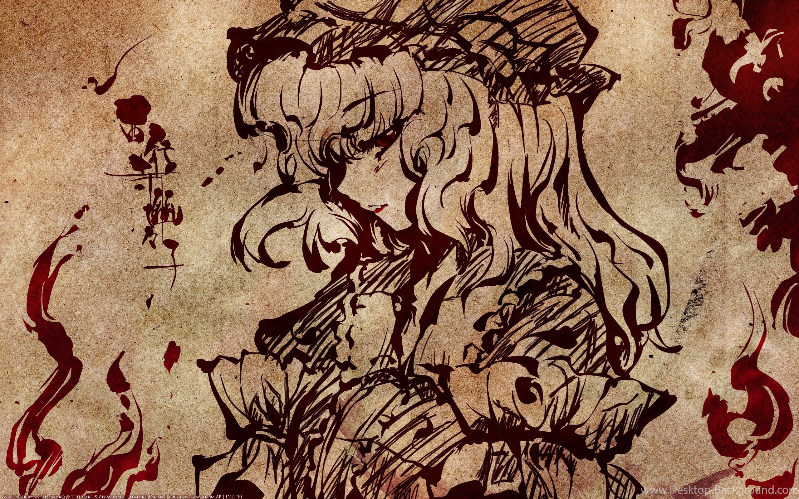 Wallpapers Red Texture Blood And Fire Touhou Anime Paper 2560x1600