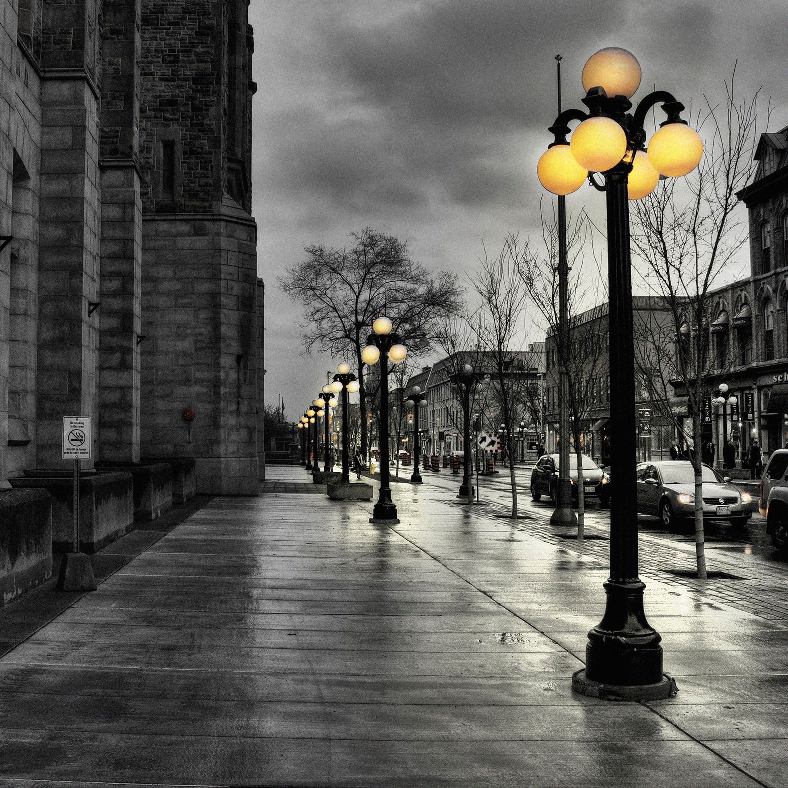 Dark Street With Lamps