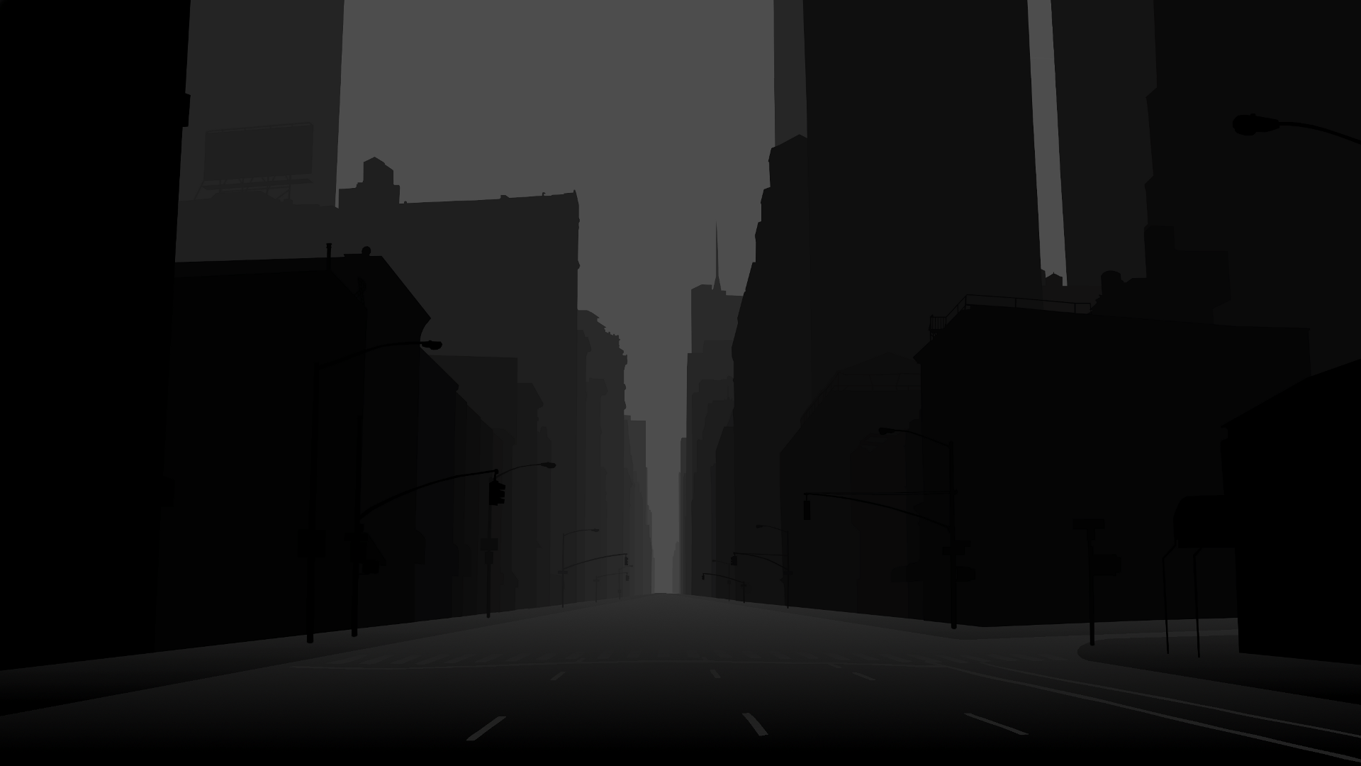 Dark City Street At Night. Top Buildings City Dark Highway Lights