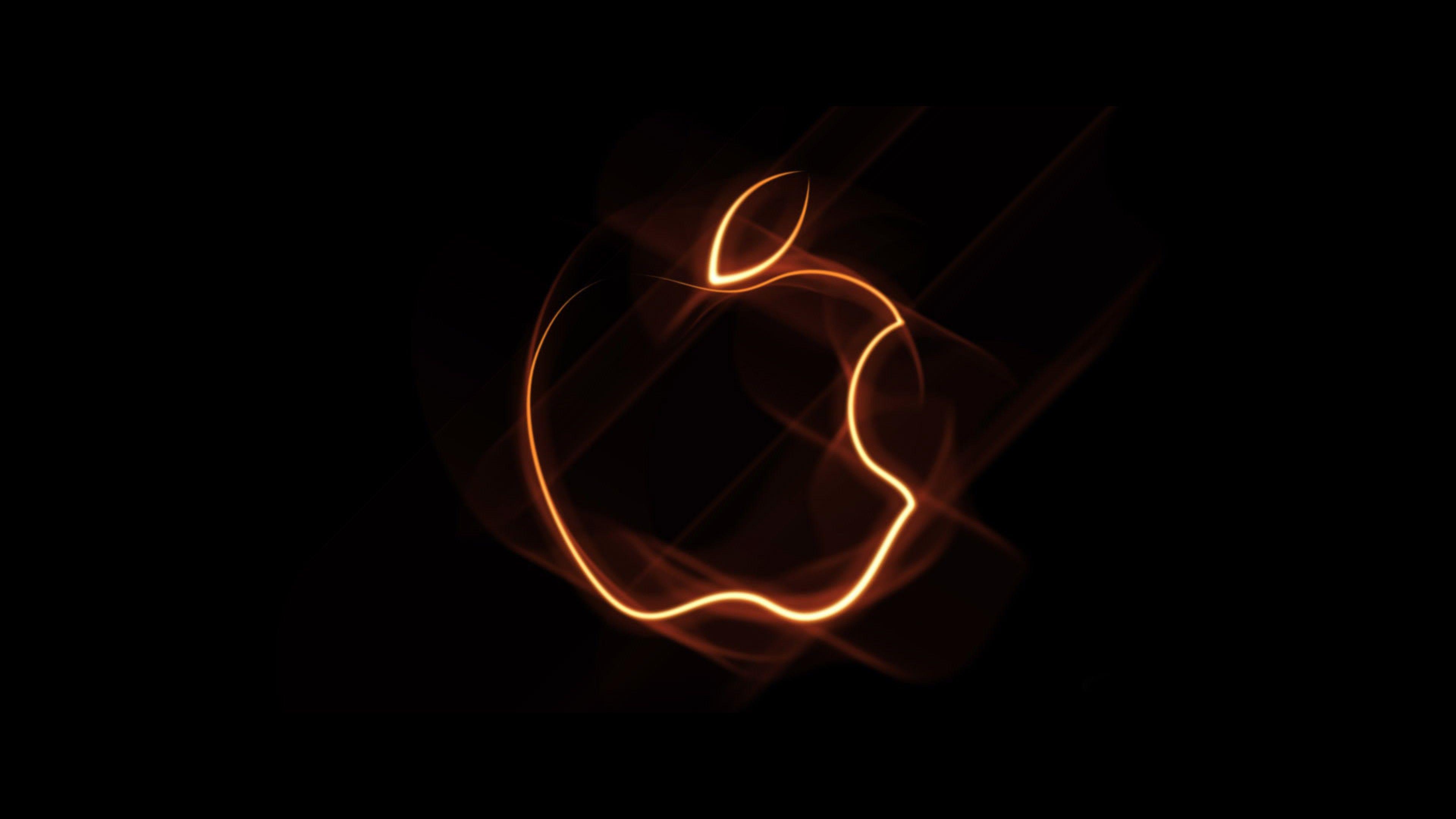 Orange Outline Apple Logo Wallpapers for Desktop and Mobiles 4K Ultra