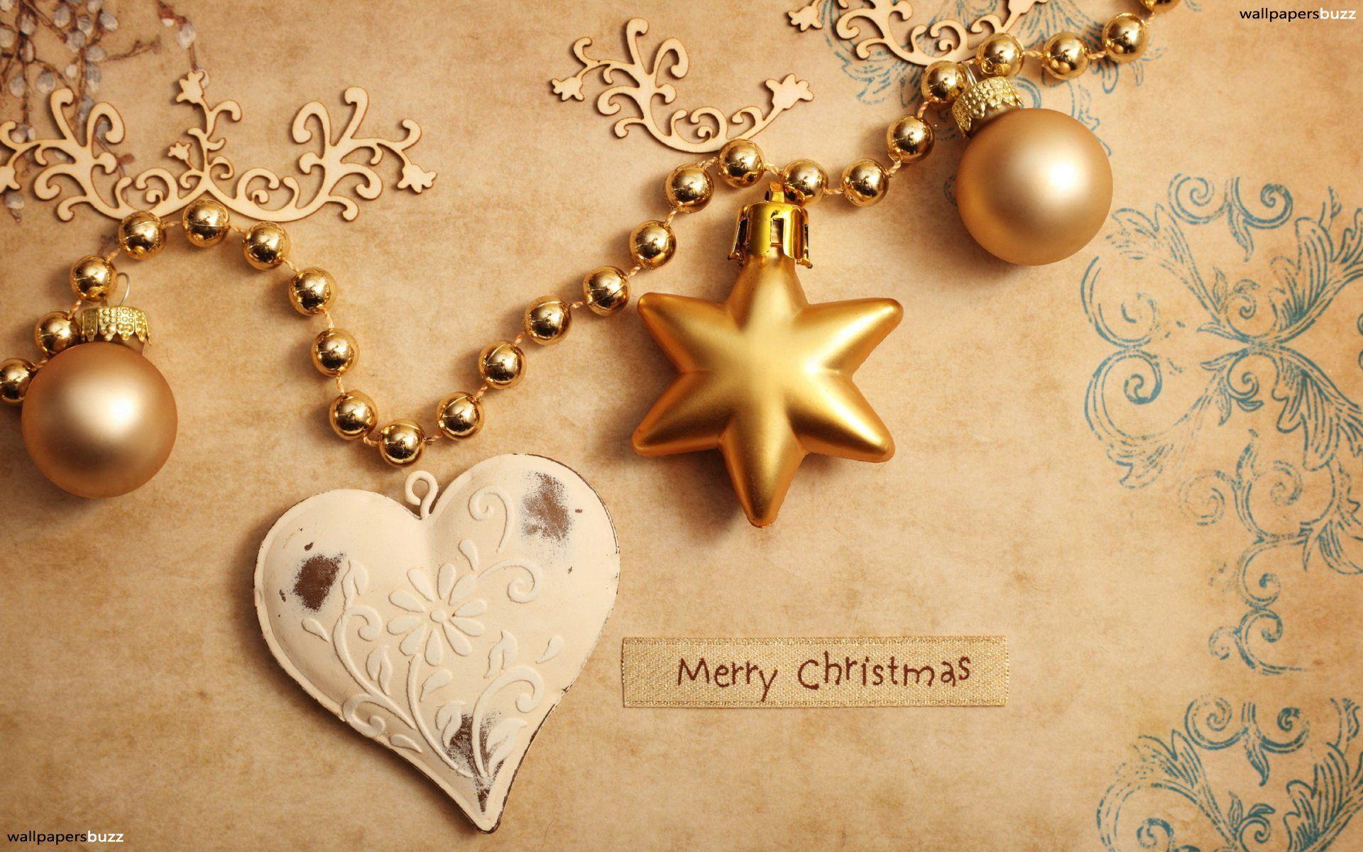 Golden Christmas decoration HD Wallpaper