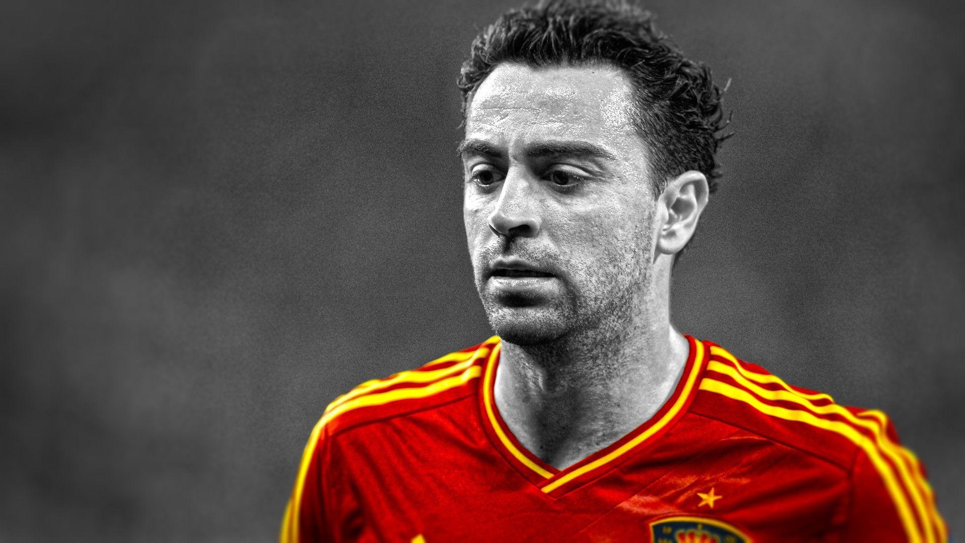 The player of Barcelona Xavi Hernandez before the game wallpaper