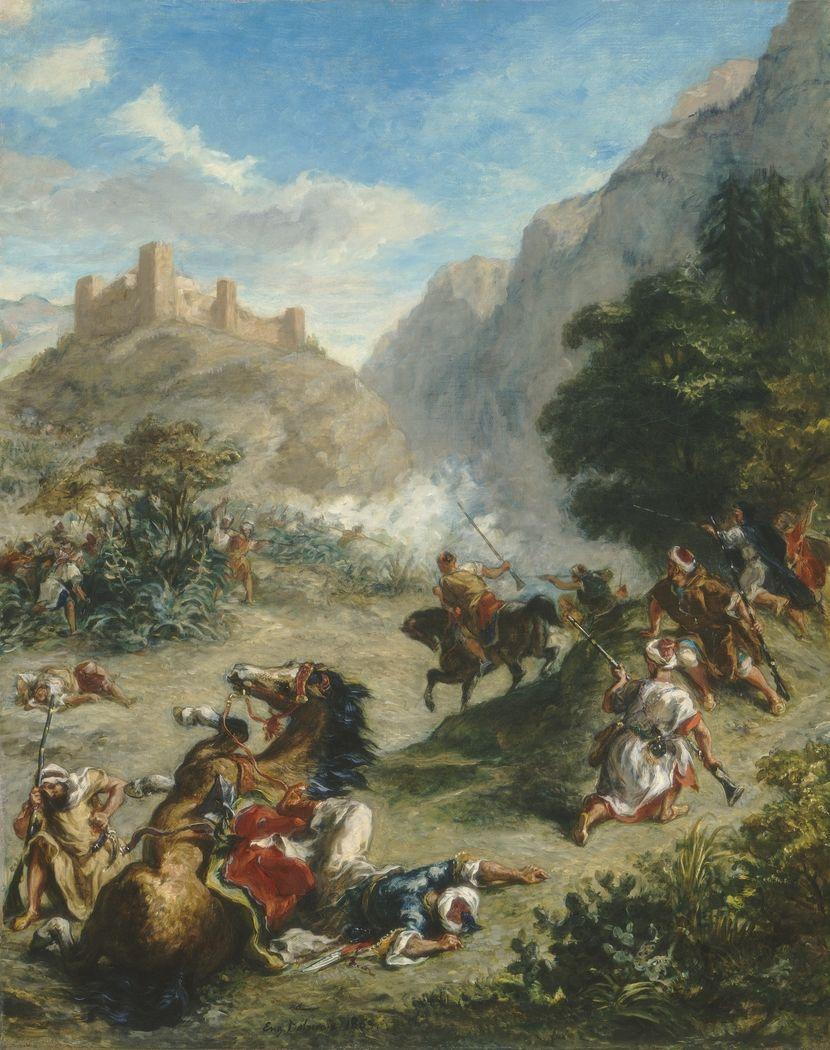 Arabs Skirmishing in the Mountains Eugène Delacroix on USEUM