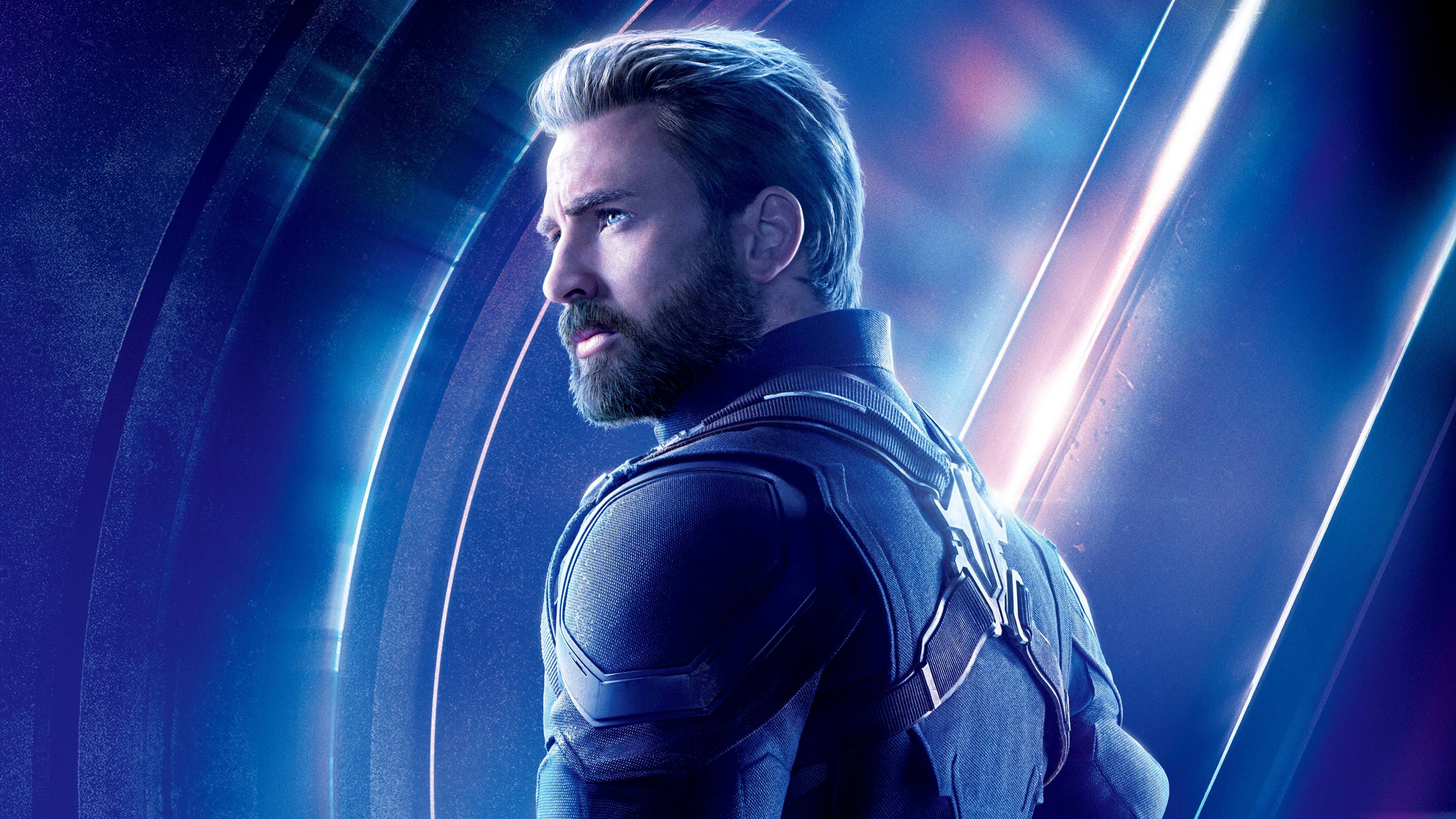 Chris Evans as Captain America Avengers Infinity War 4K 8K