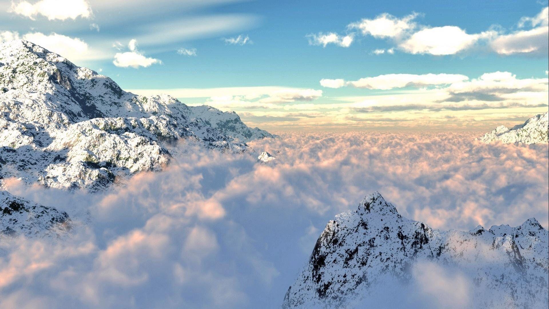 Mountain View above Cloud Wallpaper