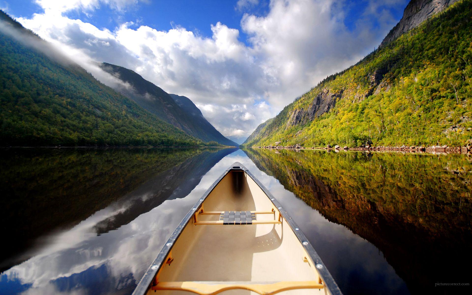 Daily Wallpaper: Mountain View from Canoe. I Like To Waste My Time