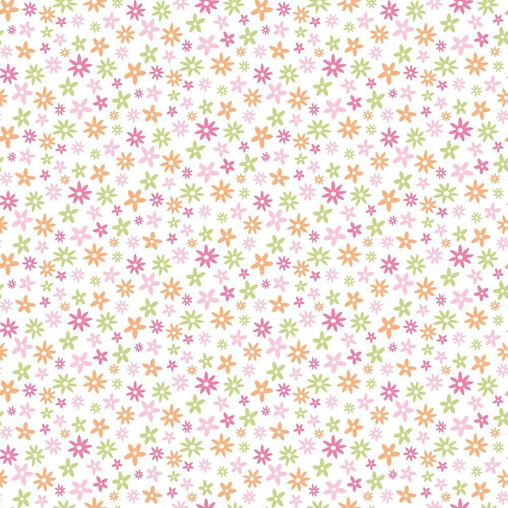 Delilah Pink Mod Flower Toss Wallpaper Sample. Wallpaper samples