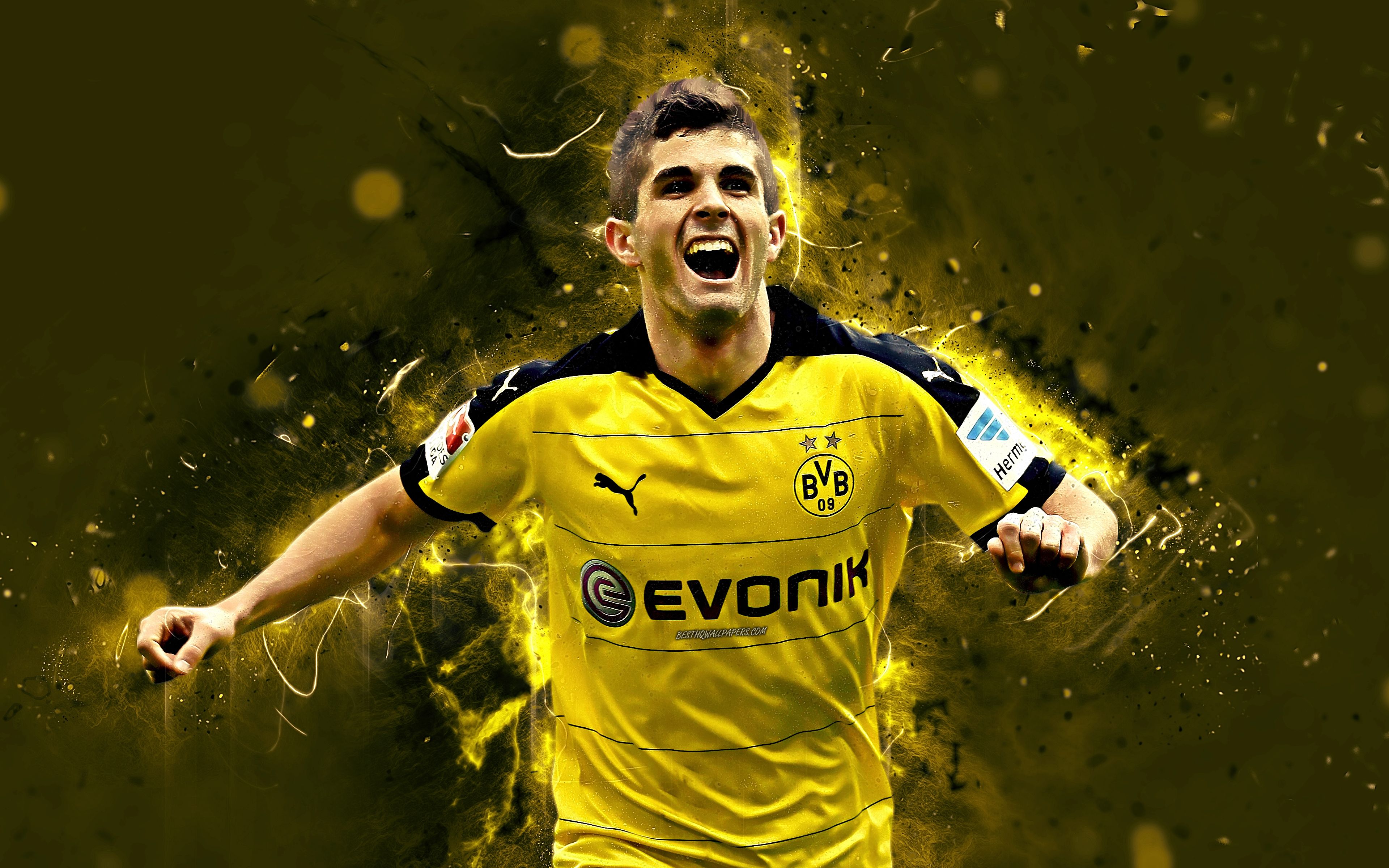 Download wallpapers 4k, Christian Pulisic, abstract art, football.