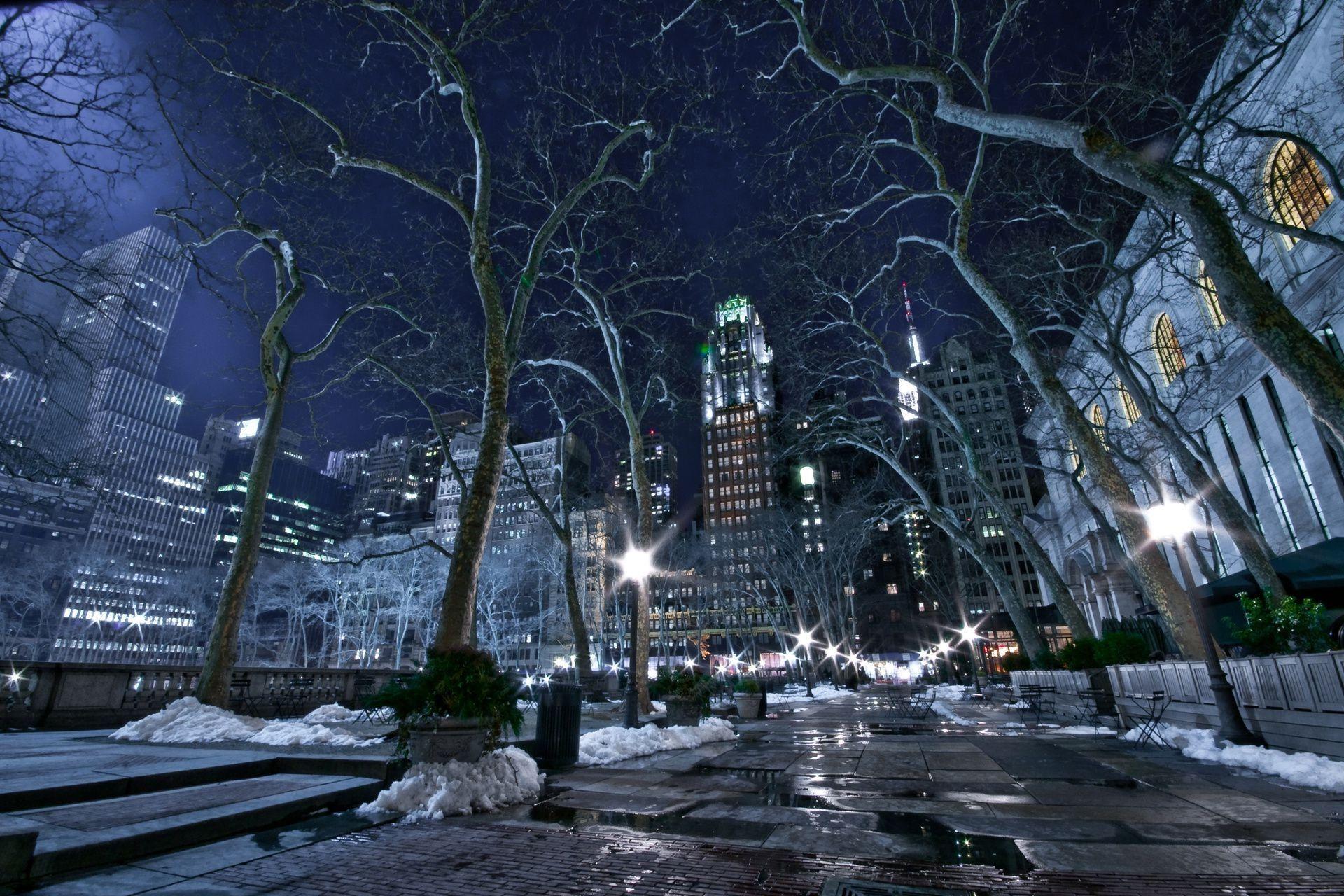 New York City winter night lights. iPhone wallpaper for free