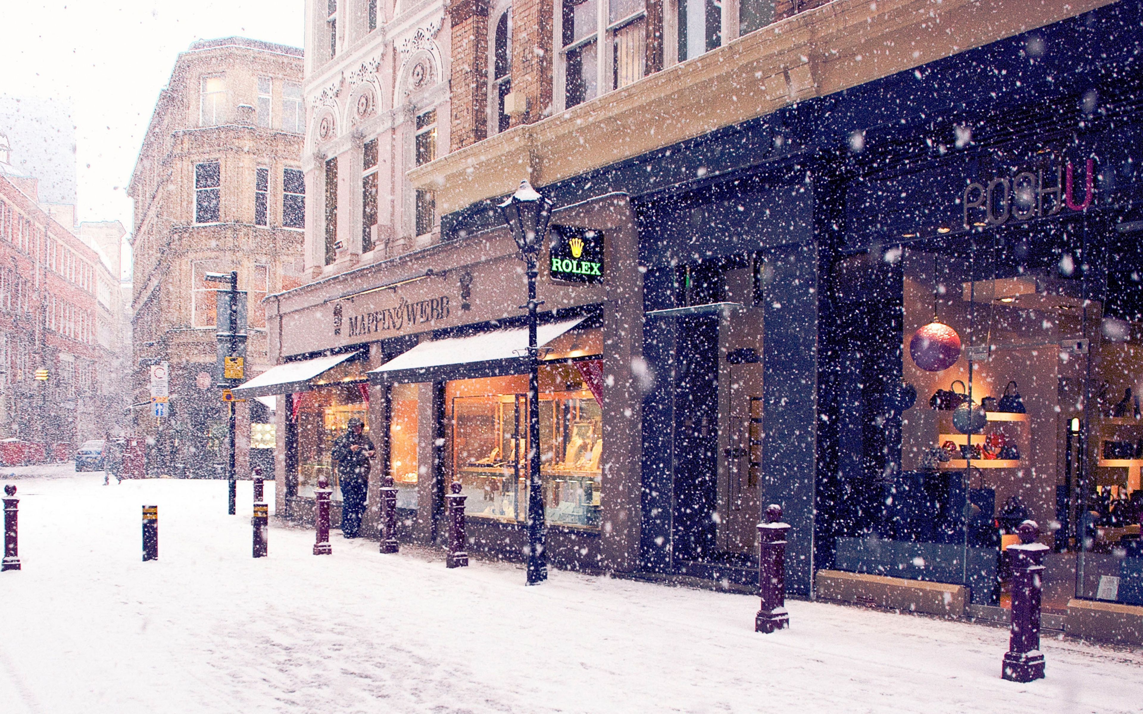 Wallpaper city, winter, europe, street, snow, shopping. Kış, Kentsel dönüşüm, Fotoğrafçılık