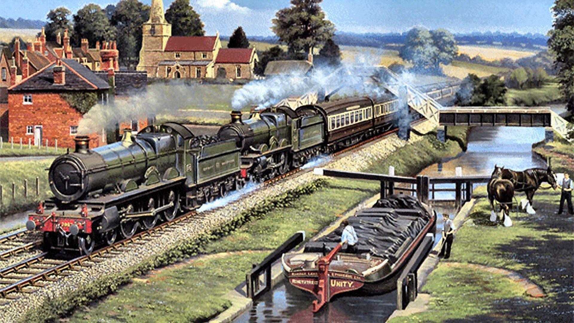 trains artwork. Train Background Vehicles HD Desktop Wallpaper with 1920x1080. Steam train photo, Steam art, Train artwork
